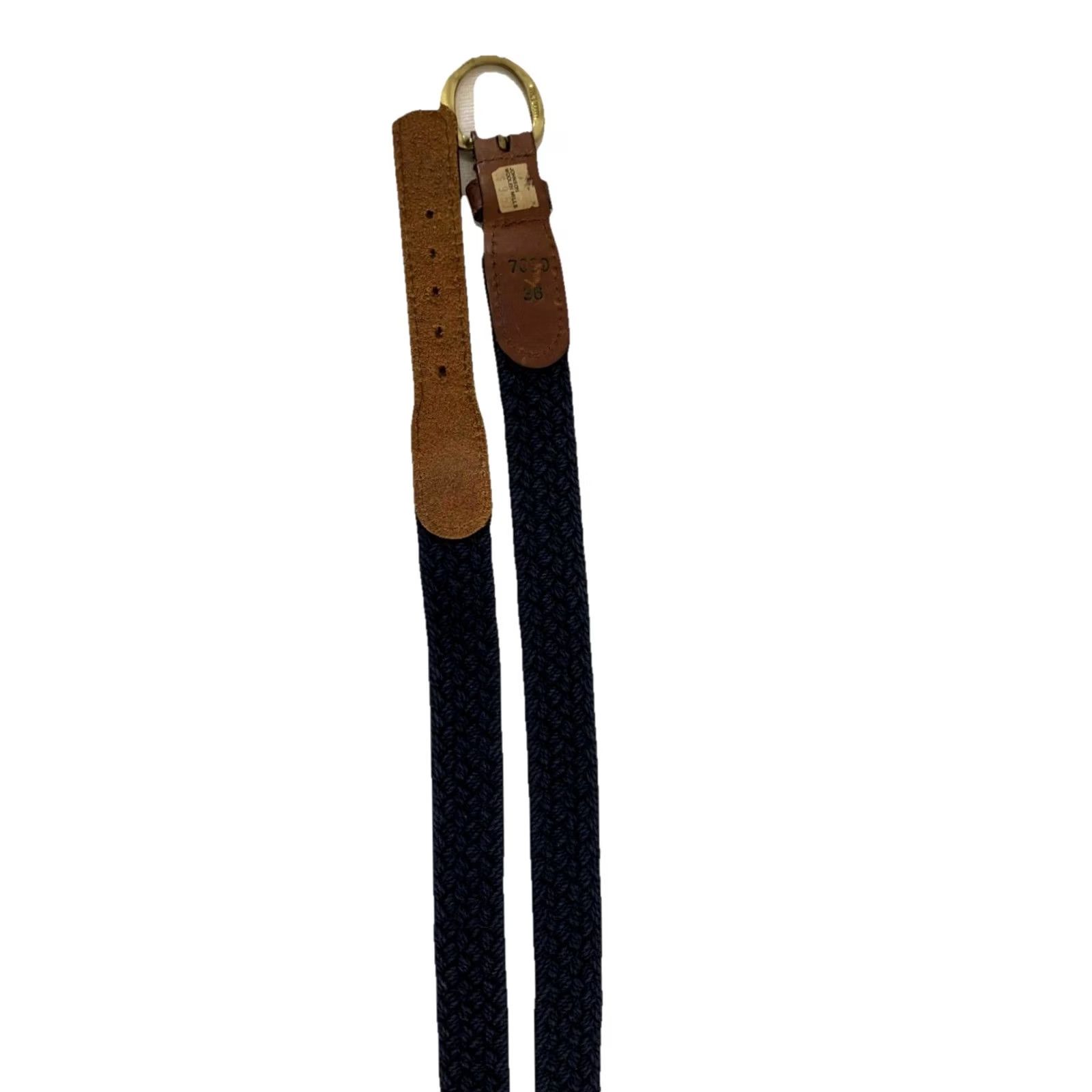 Johnston & Murphy Johnston & Murphy Men's Braided Belt Solid Brass Buckle Size 36 Leather Trim Brown Navy Size 36 - 3 Thumbnail
