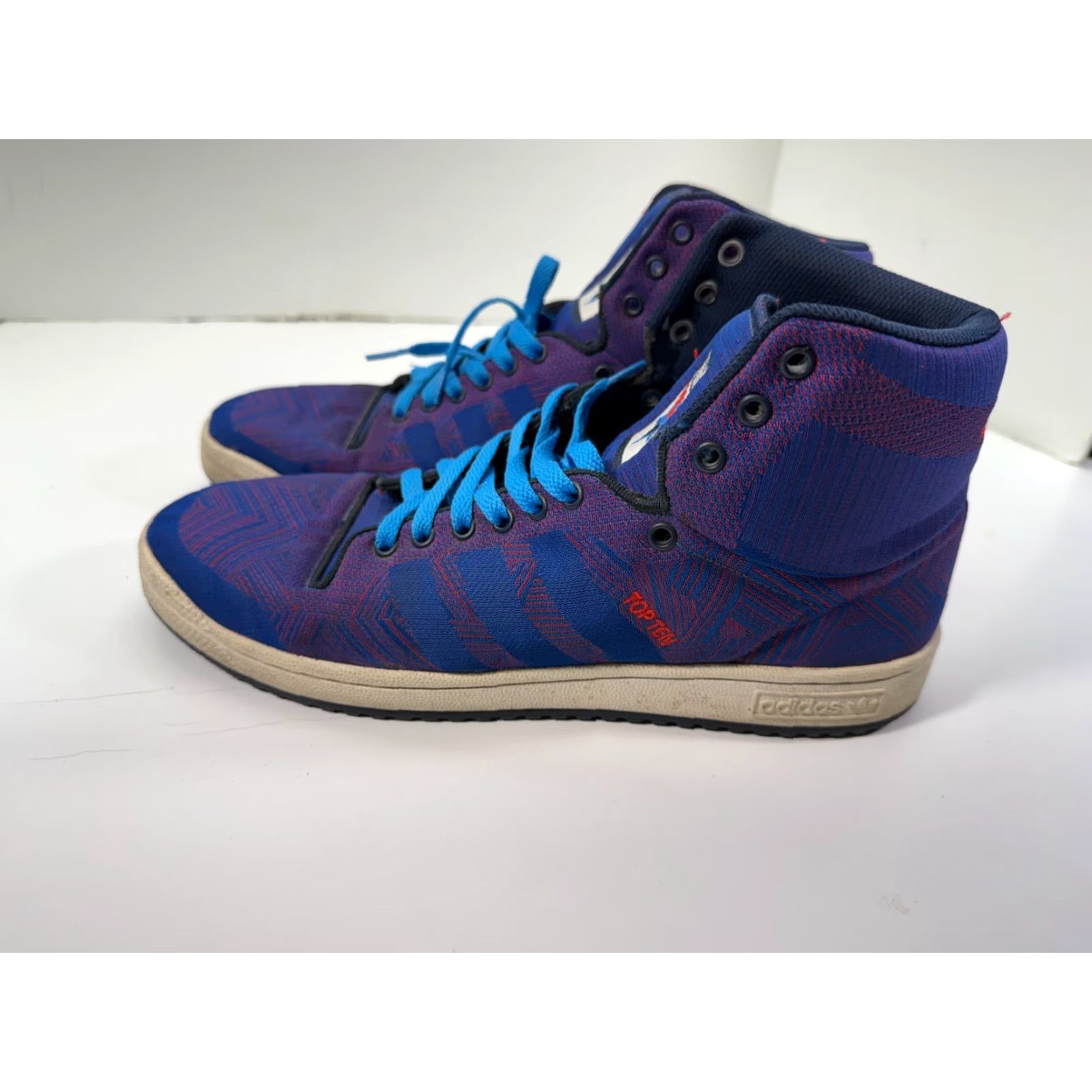 Adidas Adidas Top Ten Hi Woven Sneaker Shoes Mens 11 Purple Blue Lace-Up Size US L / EU 52-54 / 3 - 7 Thumbnail