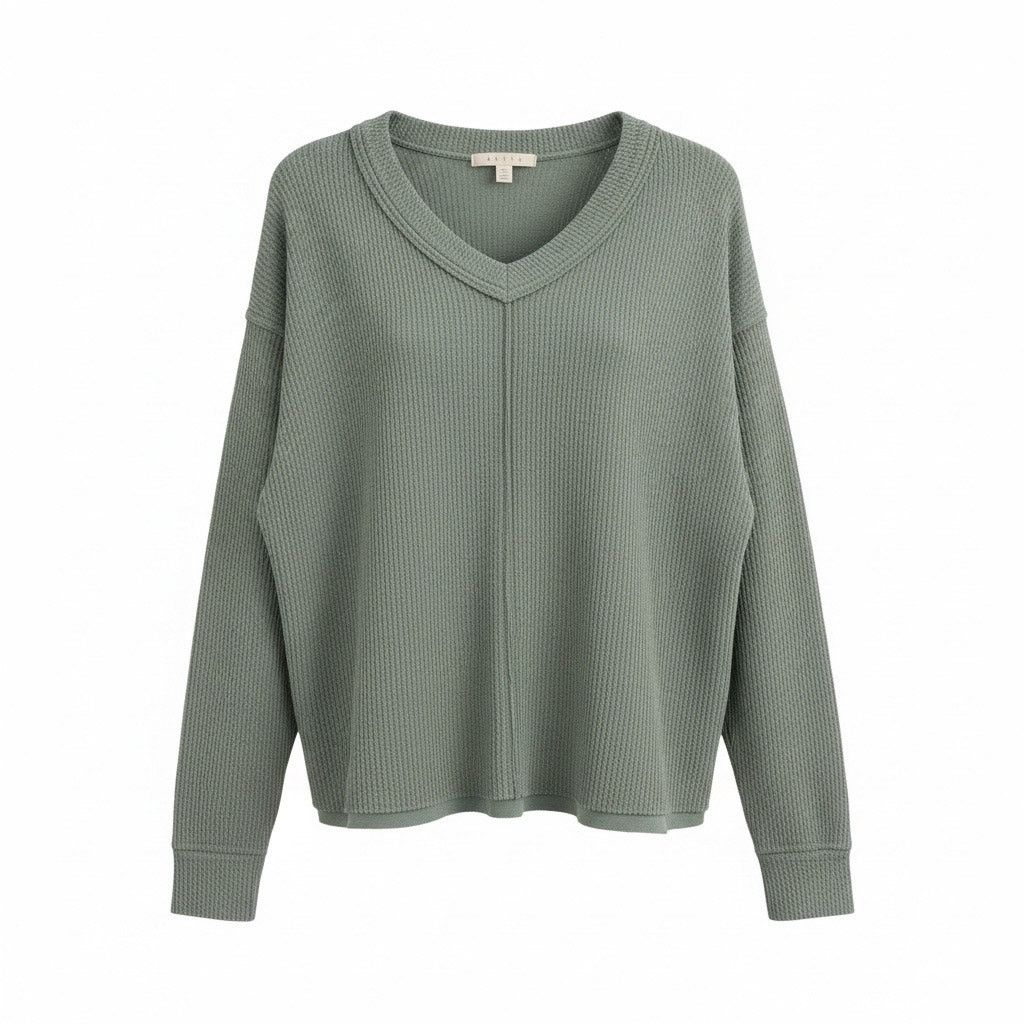 American Eagle Outfitters Aerie Olive Green Waffle Knit Sweater Women’s XS Extra Small Size XS / US 0-2 / IT 36-38 - 1 Thumbnail
