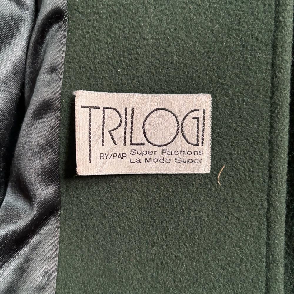 Designer Vintage Green Wool Coat with raccoon fur Size XL / US 12-14 / IT 48-50 - 8 Thumbnail