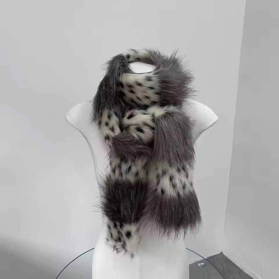 Other Faux Fur Leopard Y2k Trendy Polka Dot Plush Scarf Size ONE SIZE - 8 Thumbnail