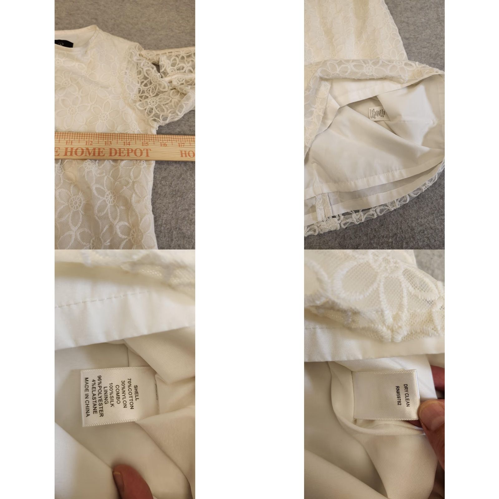 Adrianna Papell VINTAGE Adrianna Papell Dress Womens 4P Ivory Floral Lace Sheath Bell Sleeve Cocktail Size S / US 4 / IT 40 - 8 Thumbnail