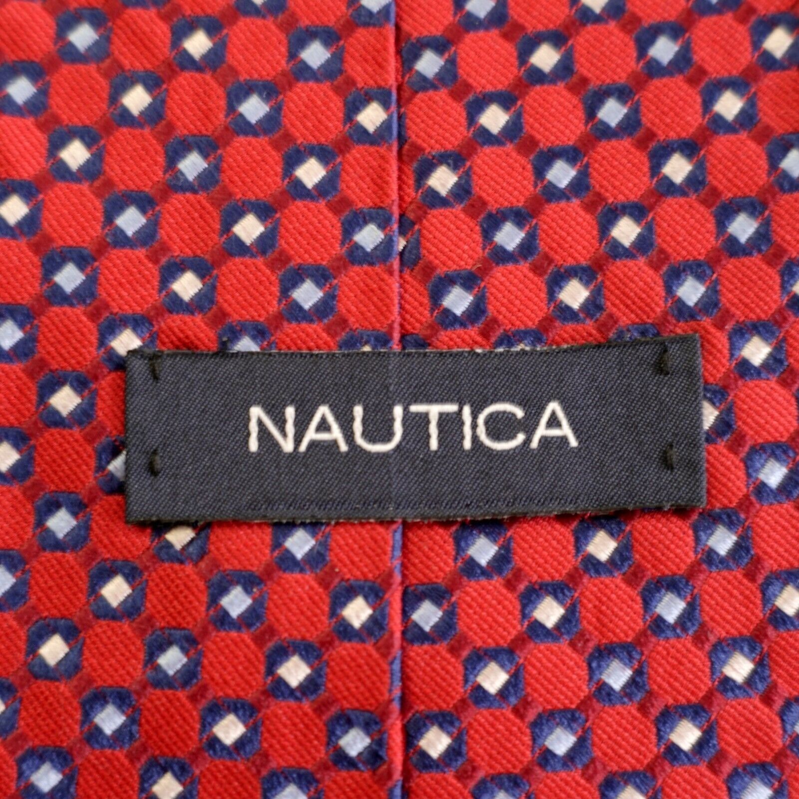 Nautica Nautica Red Blue Geometric Woven Wide Silk Tie Size ONE SIZE - 3 Thumbnail