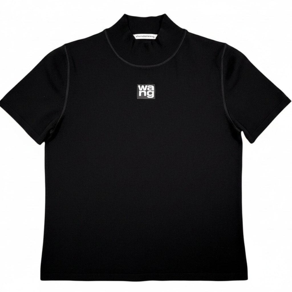 Alexander Wang Alexander Wang Women's Medium Black Mock Cropped Black Top Size M / US 6-8 / IT 42-44 - 1 Thumbnail