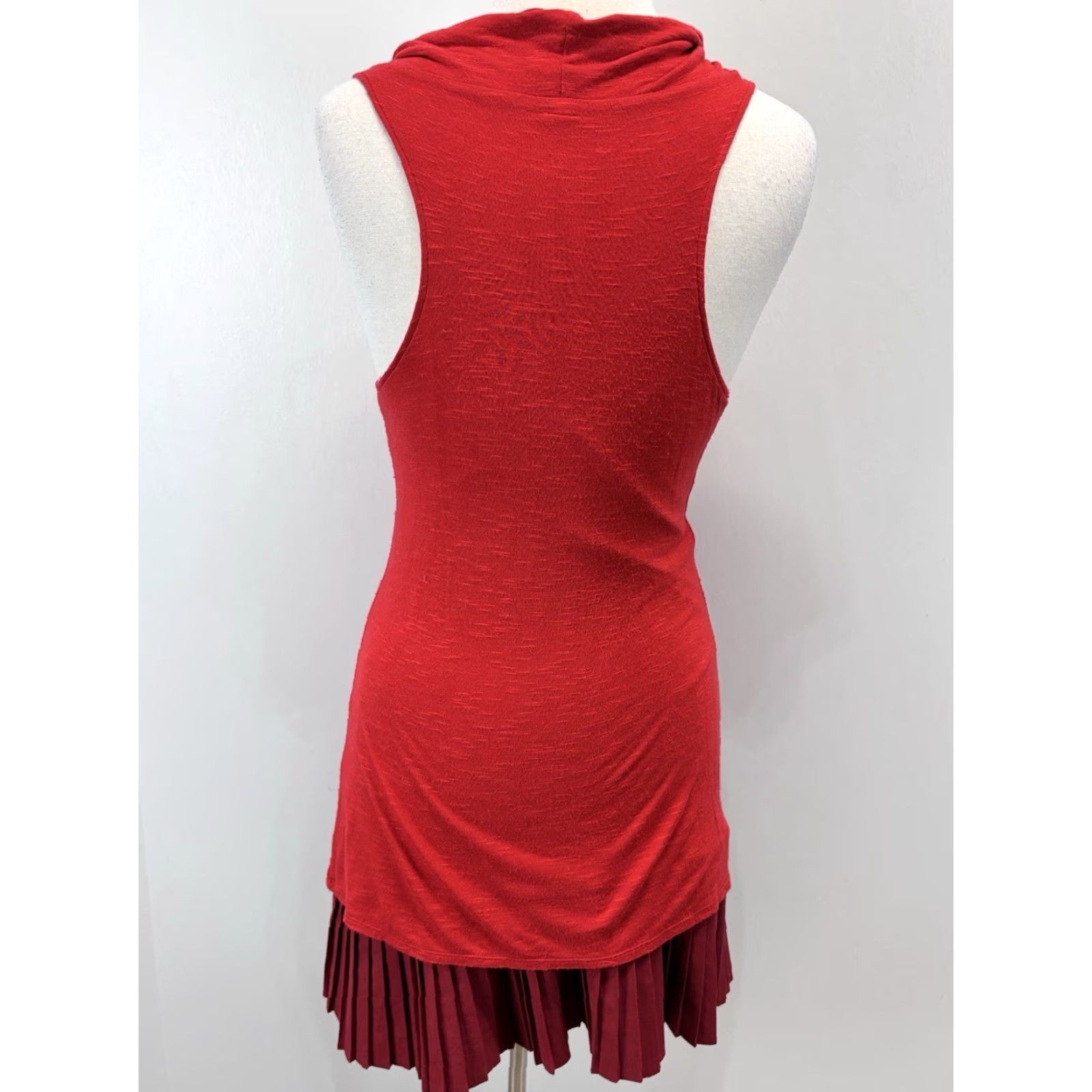 Free People Free People Women’s XS Red Bodycon Dress Cowl Neck Pleated Hem Sleeveless Modern Classic Size XS / US 0-2 / IT 36-38 - 3 Thumbnail
