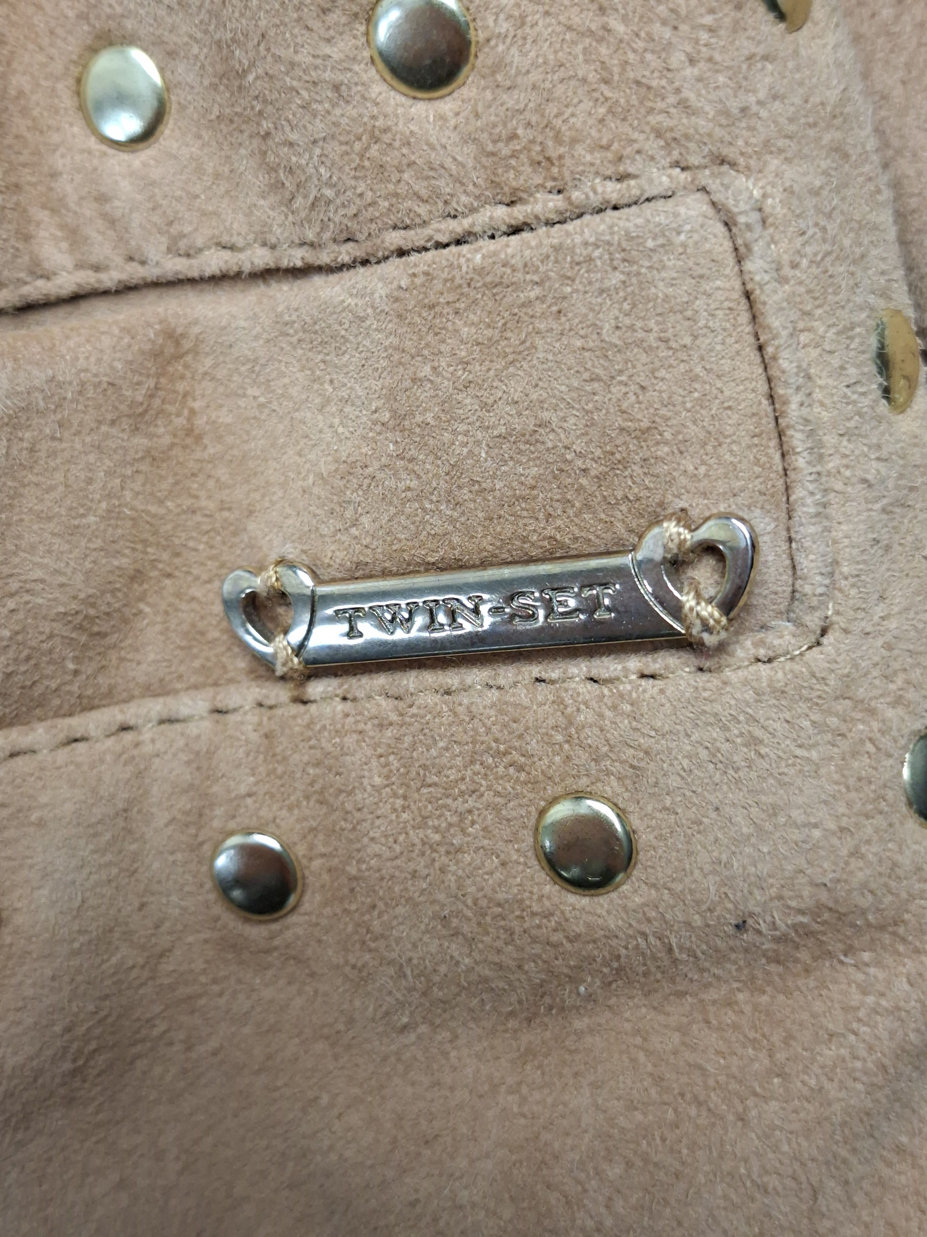 TWINSET TWIN-SET Simona Barbieri Suede Studded Jacket Tan Brown Size S / US 4 / IT 40 - 7 Thumbnail