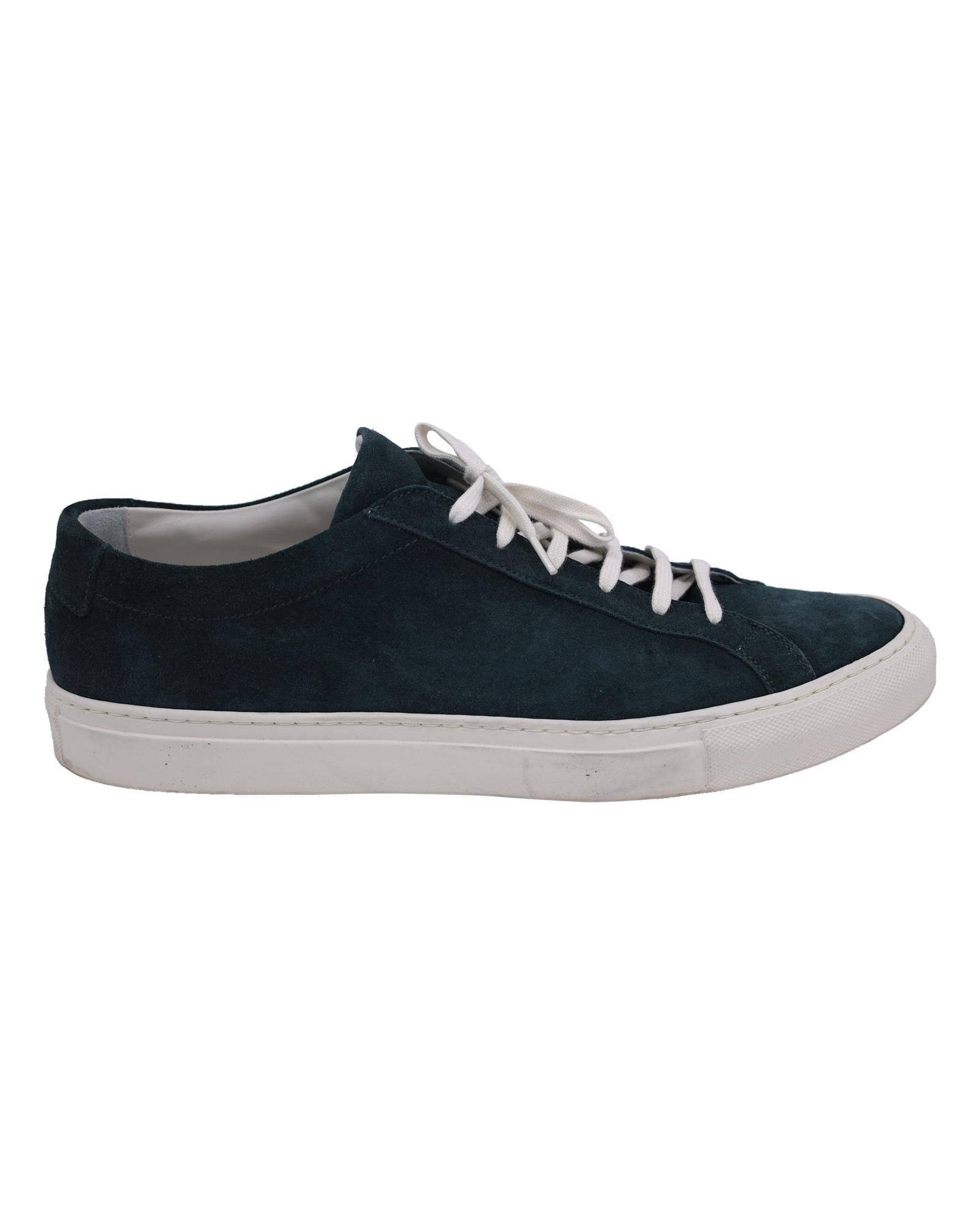 image of Common Projects Green Suede Lace-Up Sneakers With Immaculate Craftsmanship, Men's (Size 12)