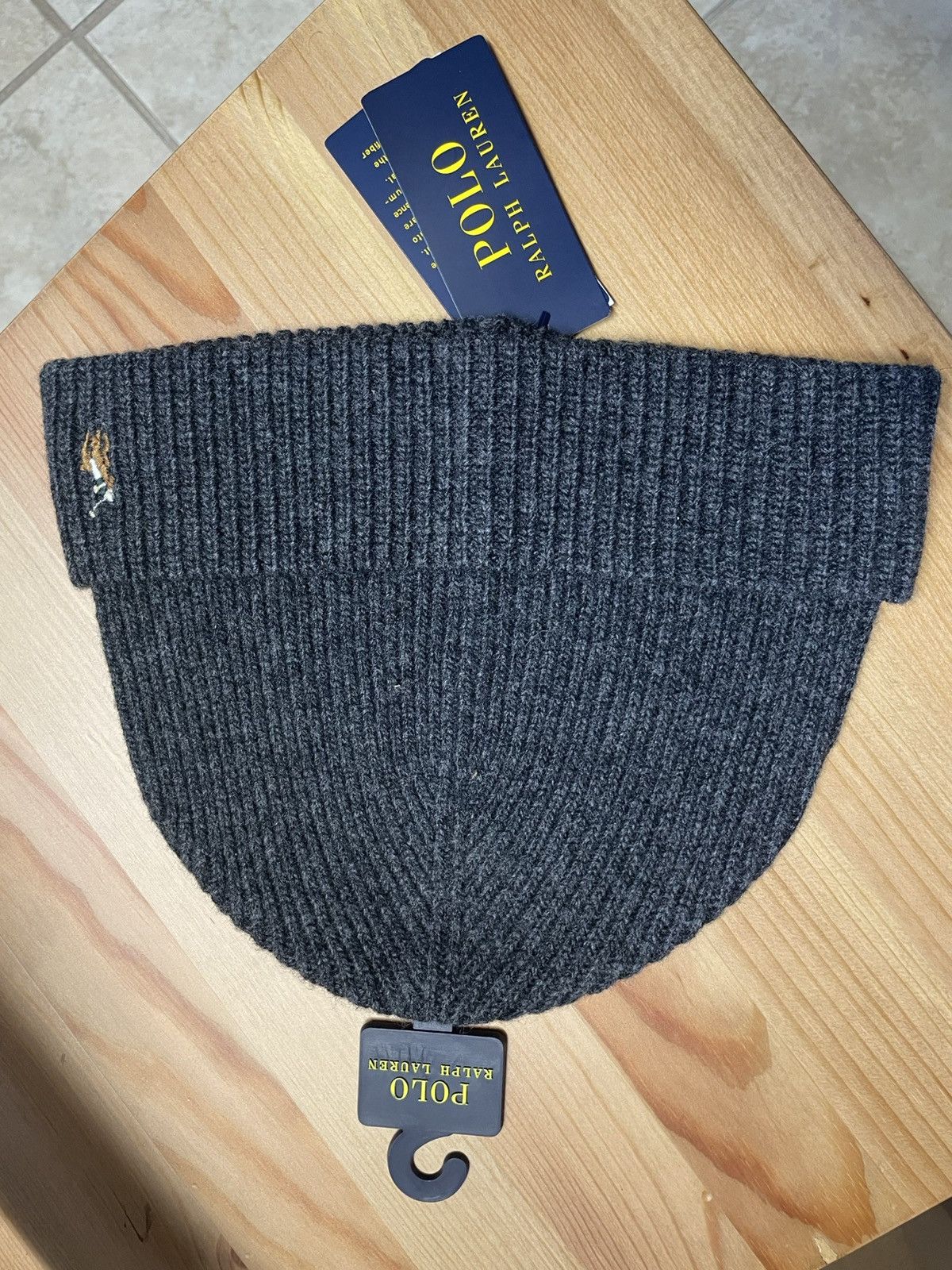 Polo Ralph Lauren Polo Ralph Lauren Beanie Dark Grey Hat RL Knit Wool NWT Size ONE SIZE - 6 Thumbnail