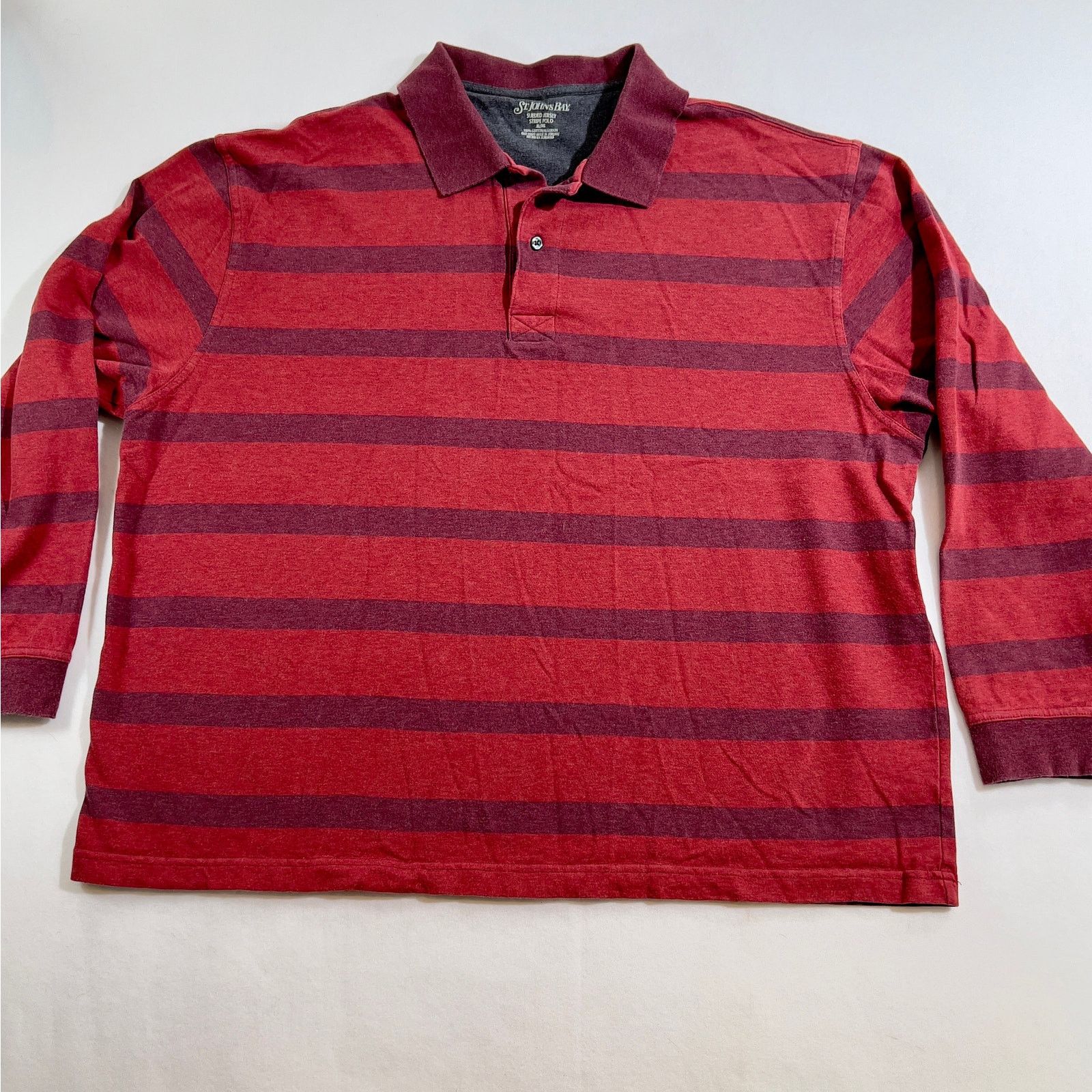 St. Johns Bay Polo St. John's Bay XL Sueded Jersey Striped 2-Button Henley Size US XL / EU 56 / 4 - 1 Thumbnail