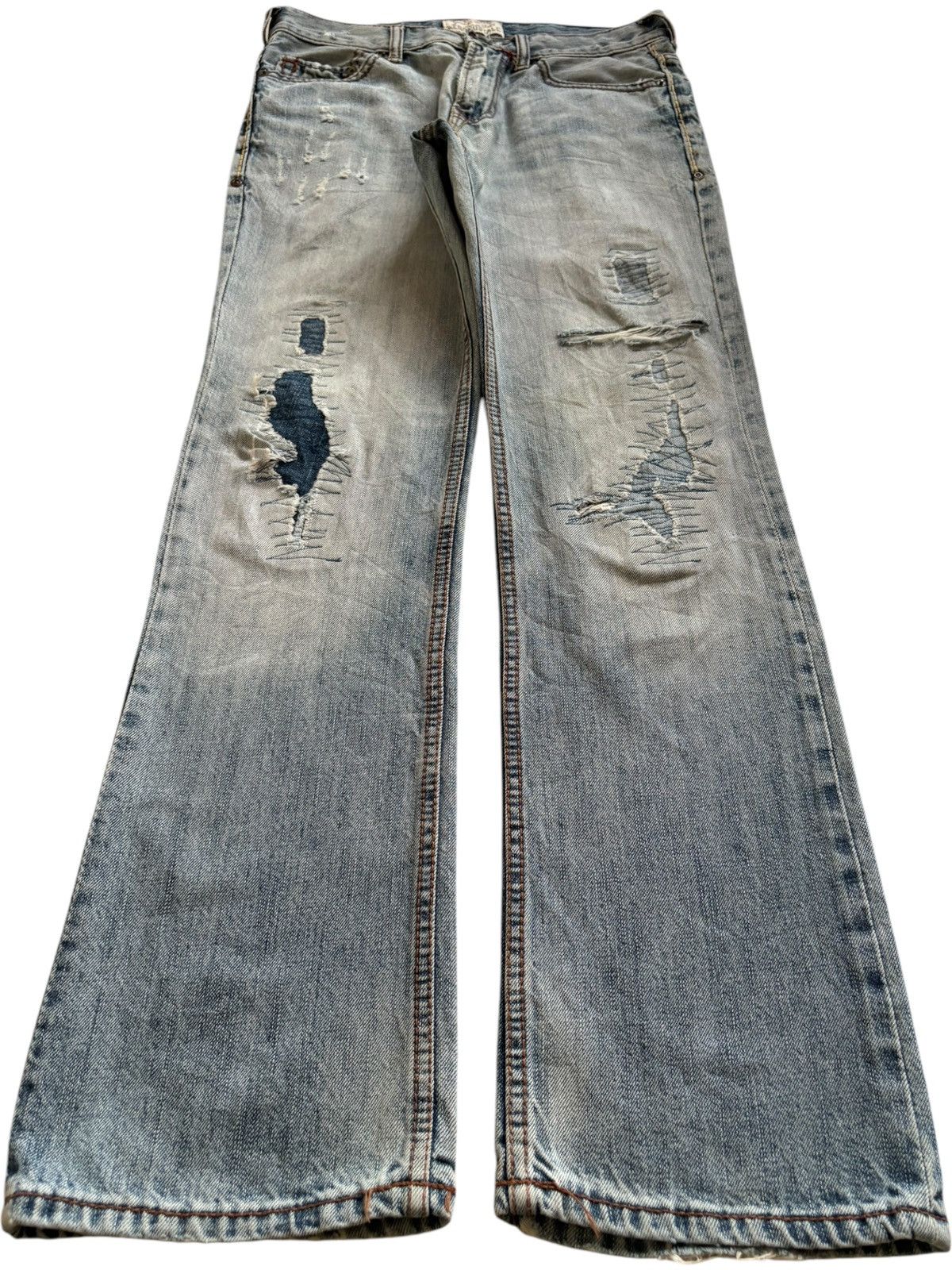 Japanese Brand Vintage Japanese Brand Patches Faded Wash Bootcut Jeans Size US 29 - 1 Thumbnail