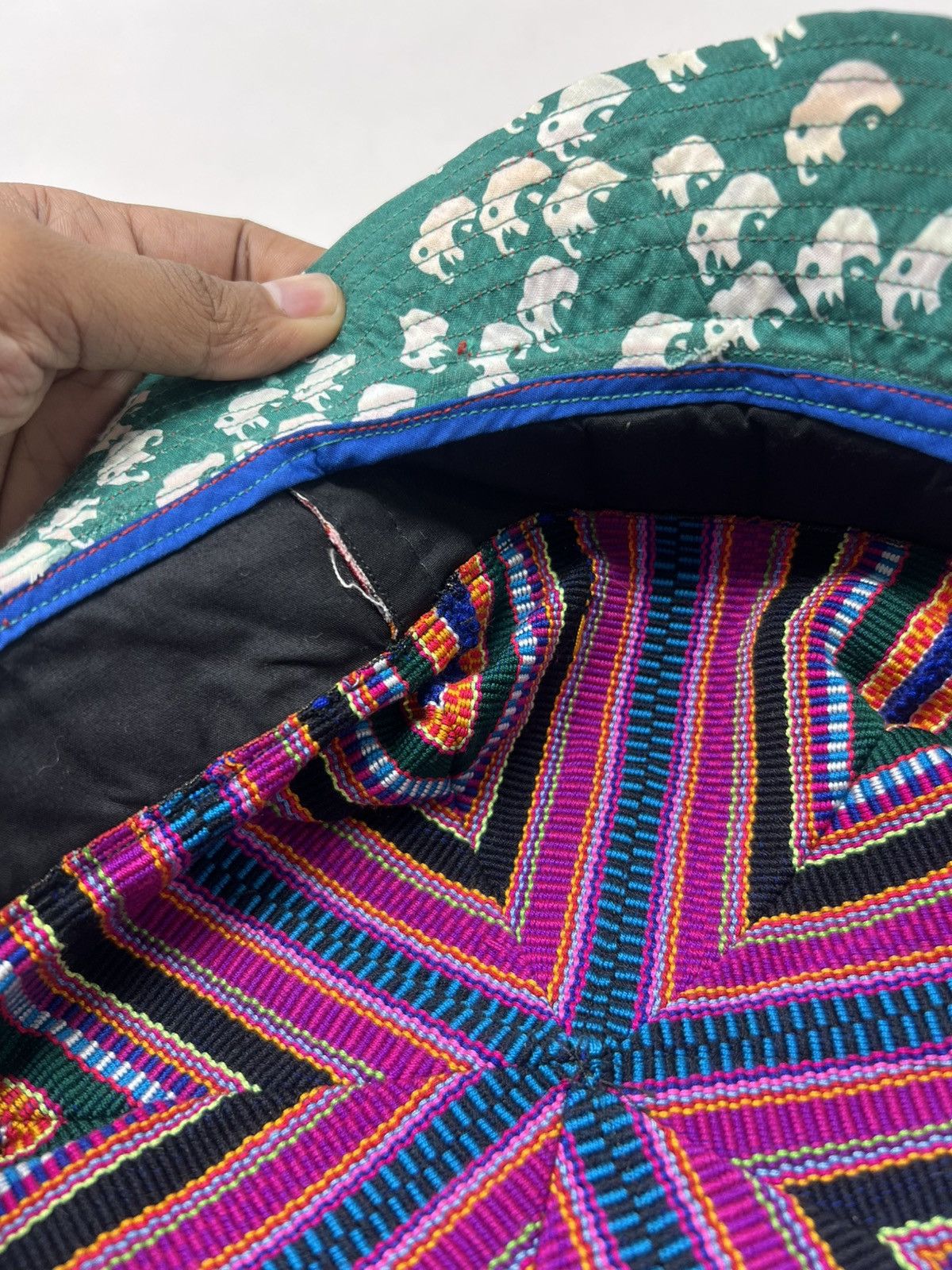 If Six Was Nine Hippie Hobo Patchwork Woven Geometric Hat Cap Size ONE SIZE - 10 Thumbnail