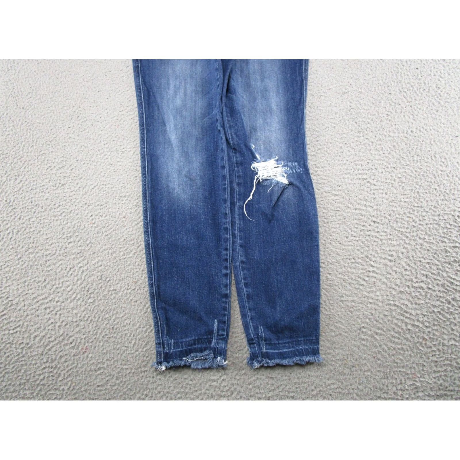 Vintage Kancan Button Fly Blue Stretch Denim Jeans Size 13/30 Mid Rise Cotton Blend Womens Jeans 5-Pocket Style Ankle Stretch Size 34" / US 12 / IT 48 - 2 Thumbnail
