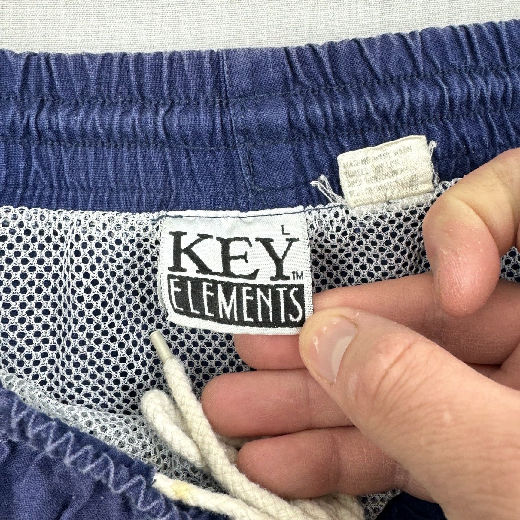 Vintage VINTAGE Key Elements Swim Trunks Adult Large Blue Green Striped Shorts Beach 90s Size US 33 - 3 Thumbnail