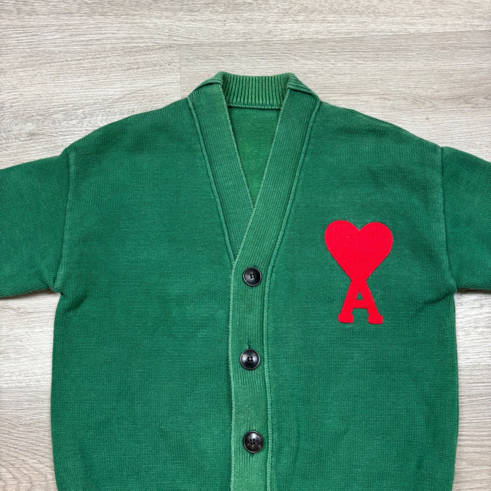 AMI AMI Alexandre Mattiusi Big Heart Cardigan Green Small Size S / US 4 / IT 40 - 2 Thumbnail