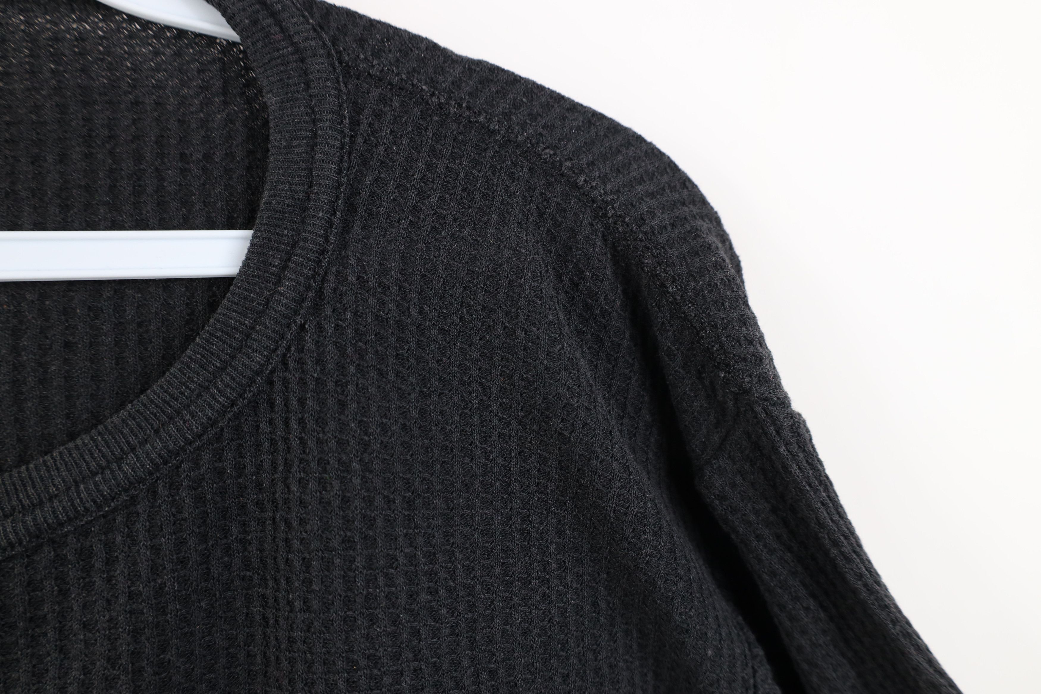 Vintage Vintage 90s Streetwear Thermal Waffle Knit T-Shirt Black Size US XL / EU 56 / 4 - 4 Thumbnail