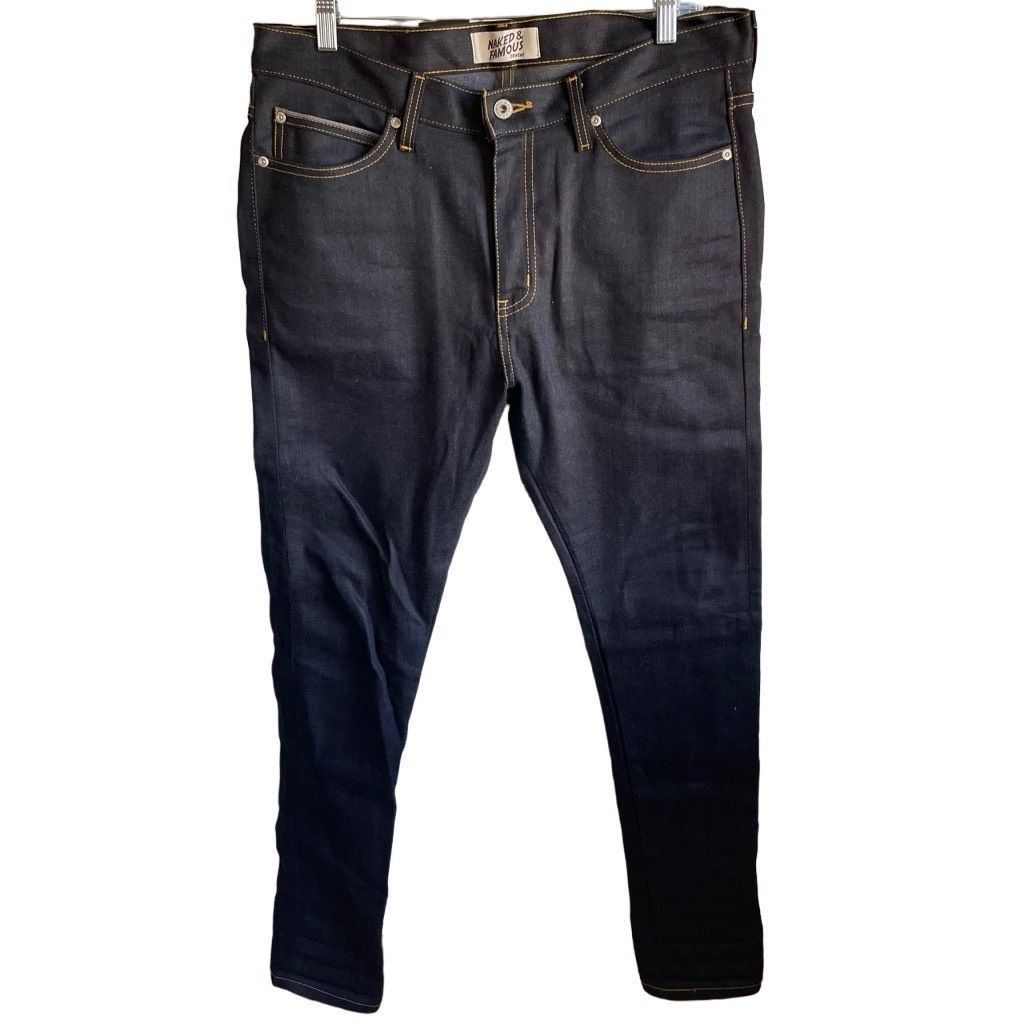 image of Naked Famous Naked & Famous Denim Mens 32 Stacked Guy Deep Indigo Stretch Selvedge Japanese in Blue