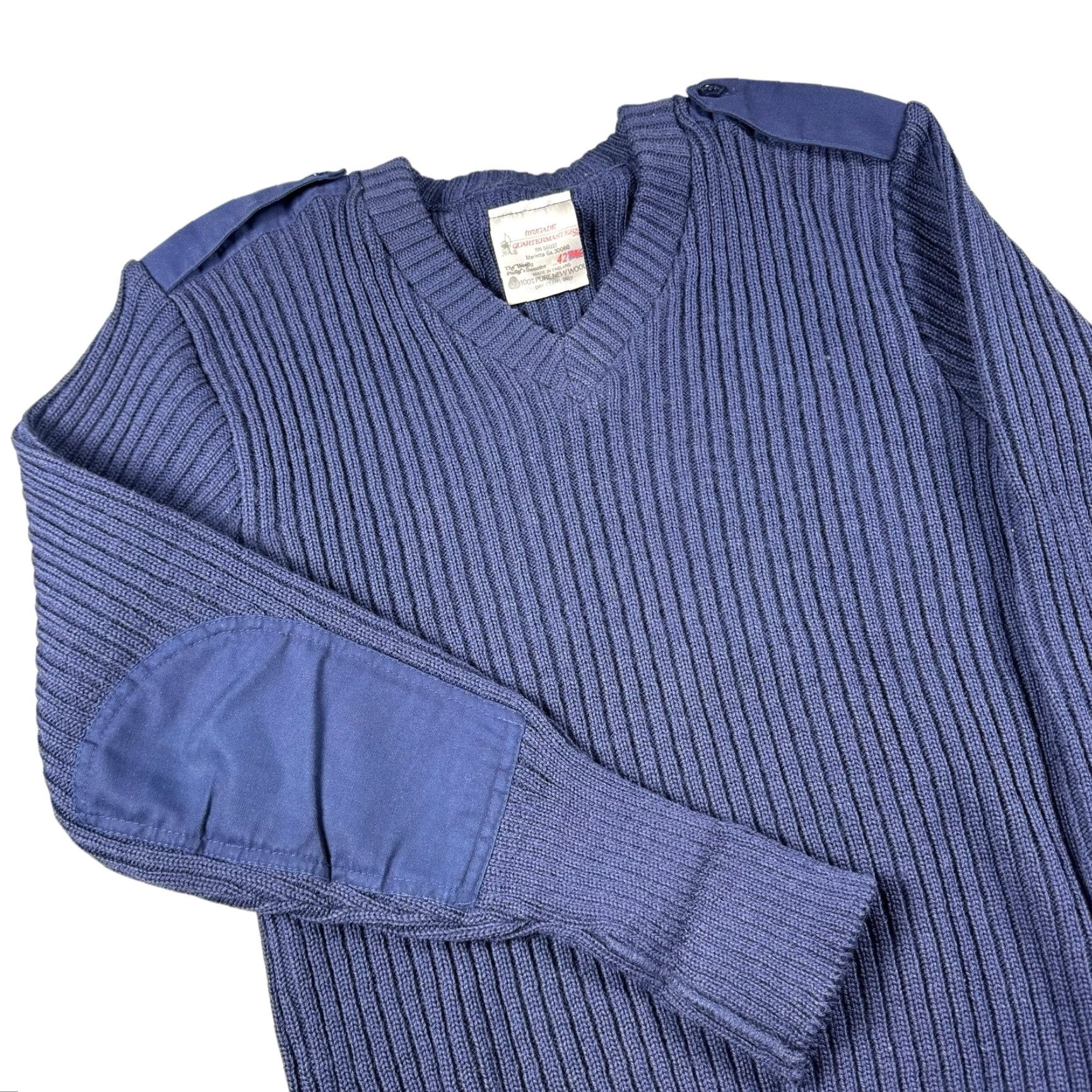 Vintage VINTAGE Brigade Quartermasters Sweater Mens L Pullover Wool Navy Blue 1983 Woolly Pulley Size US L / EU 52-54 / 3 - 2 Thumbnail