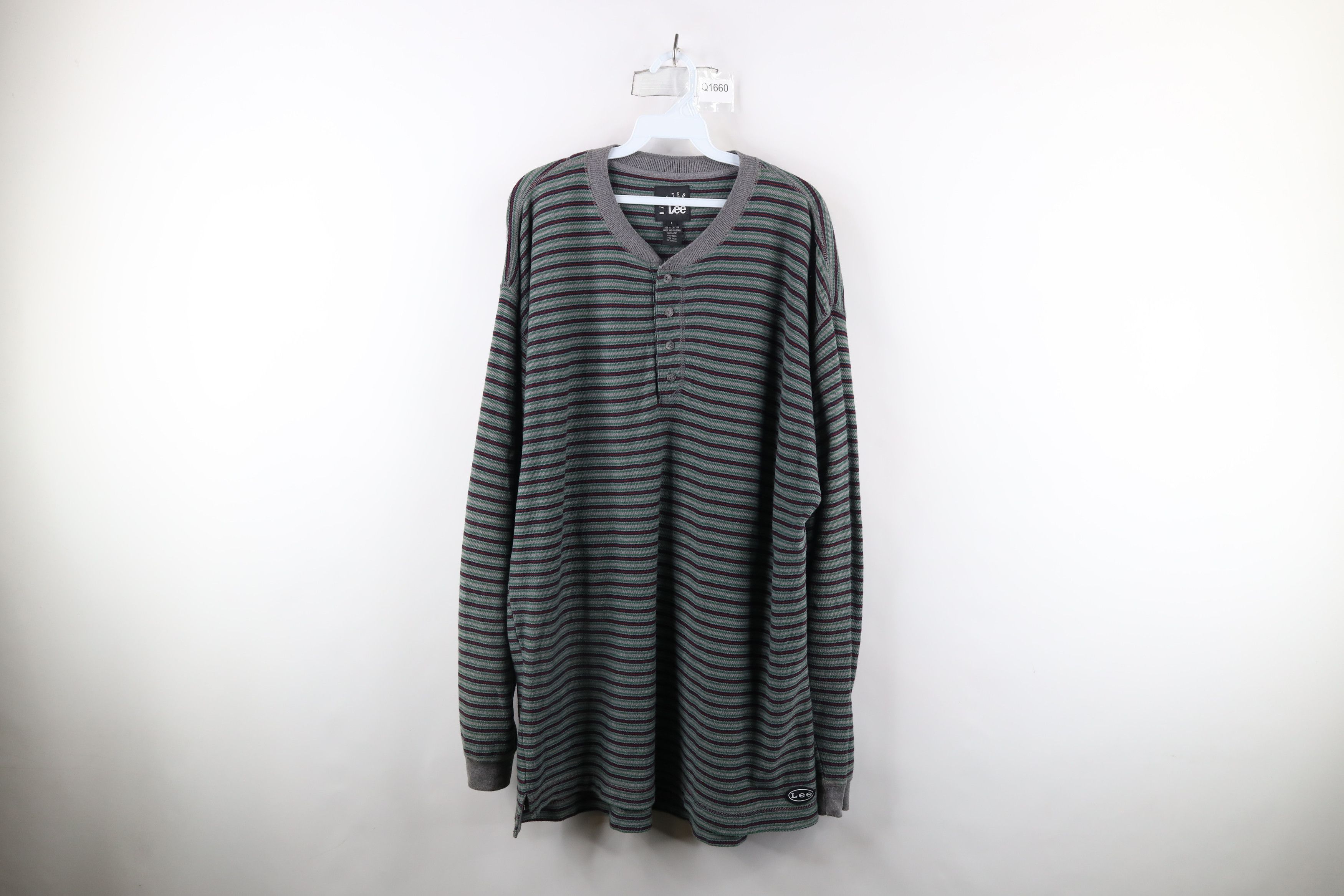 Lee × Vintage Vintage 90s Lee Riveted Knit Long Sleeve Henley T-Shirt Size US L / EU 52-54 / 3 - 1 Thumbnail