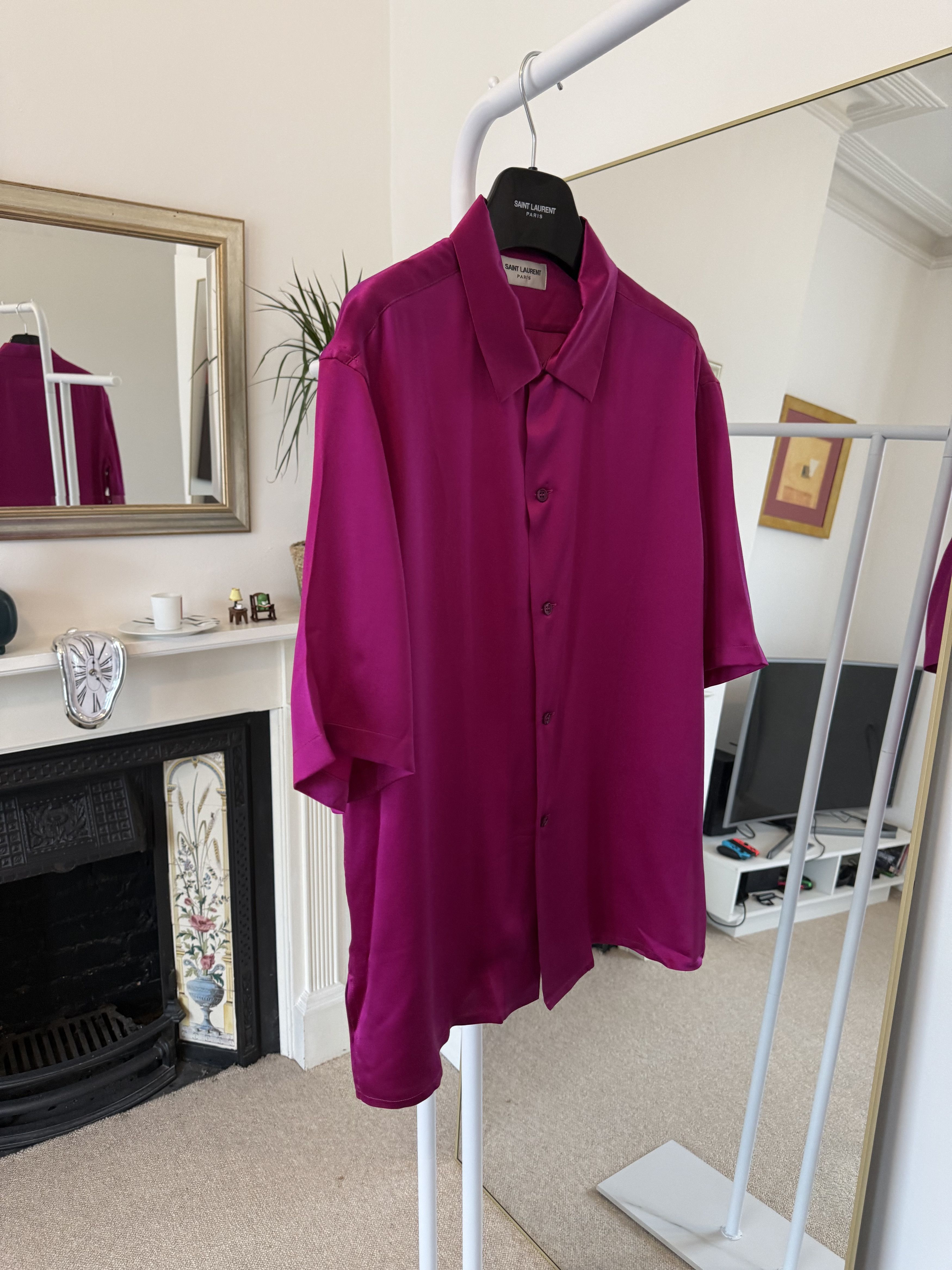 Saint Laurent Paris Saint Laurent Satin Pink Silk Shirt Size US M / EU 48-50 / 2 - 10 Thumbnail