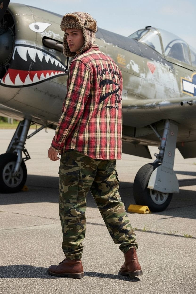 Avirex 🦈 AVIREX Big Embroidery TIGER SHARKS Cotton-Rayon Flannel Size US S / EU 44-46 / 1 - 1 Thumbnail