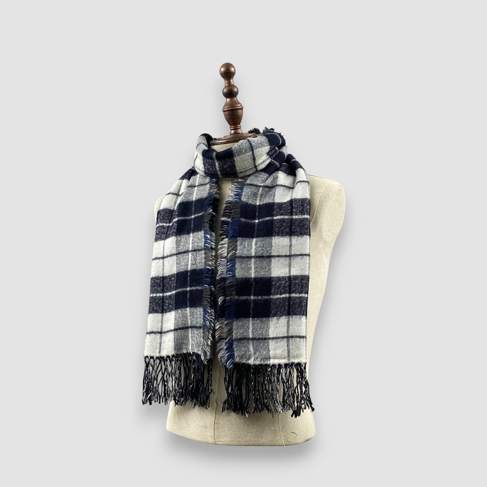 Japanese Brand Vintage PPFM Peyton Place Scarf Muffler Plaid Wool Scarves Size ONE SIZE - 2 Thumbnail
