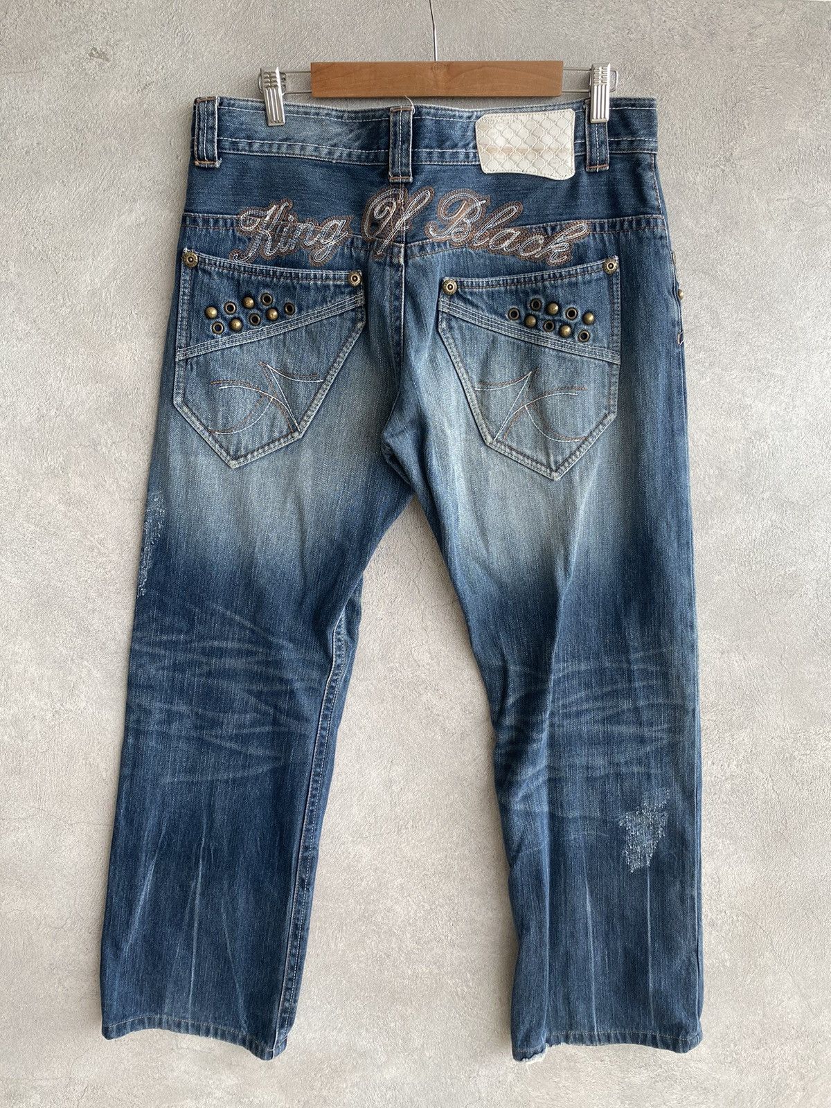 Karl Kani × Vintage Vintage Karl Kani King of Black Studded Baggy Jeans Size US 34 / EU 50 - 7 Thumbnail