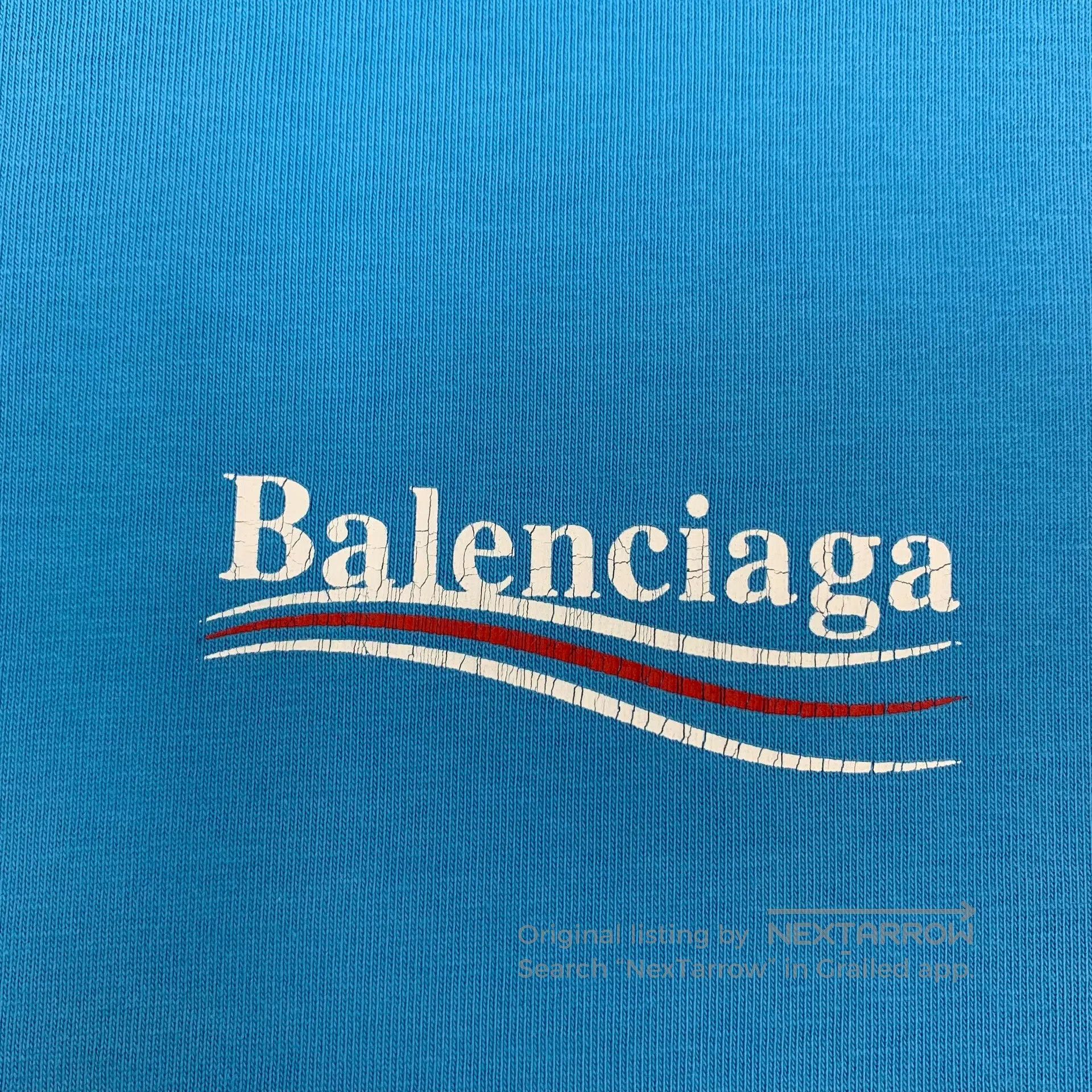 Balenciaga Balenciaga Blue cotton round neck short sleeve T-shirt wit Size US M / EU 48-50 / 2 - 5 Thumbnail