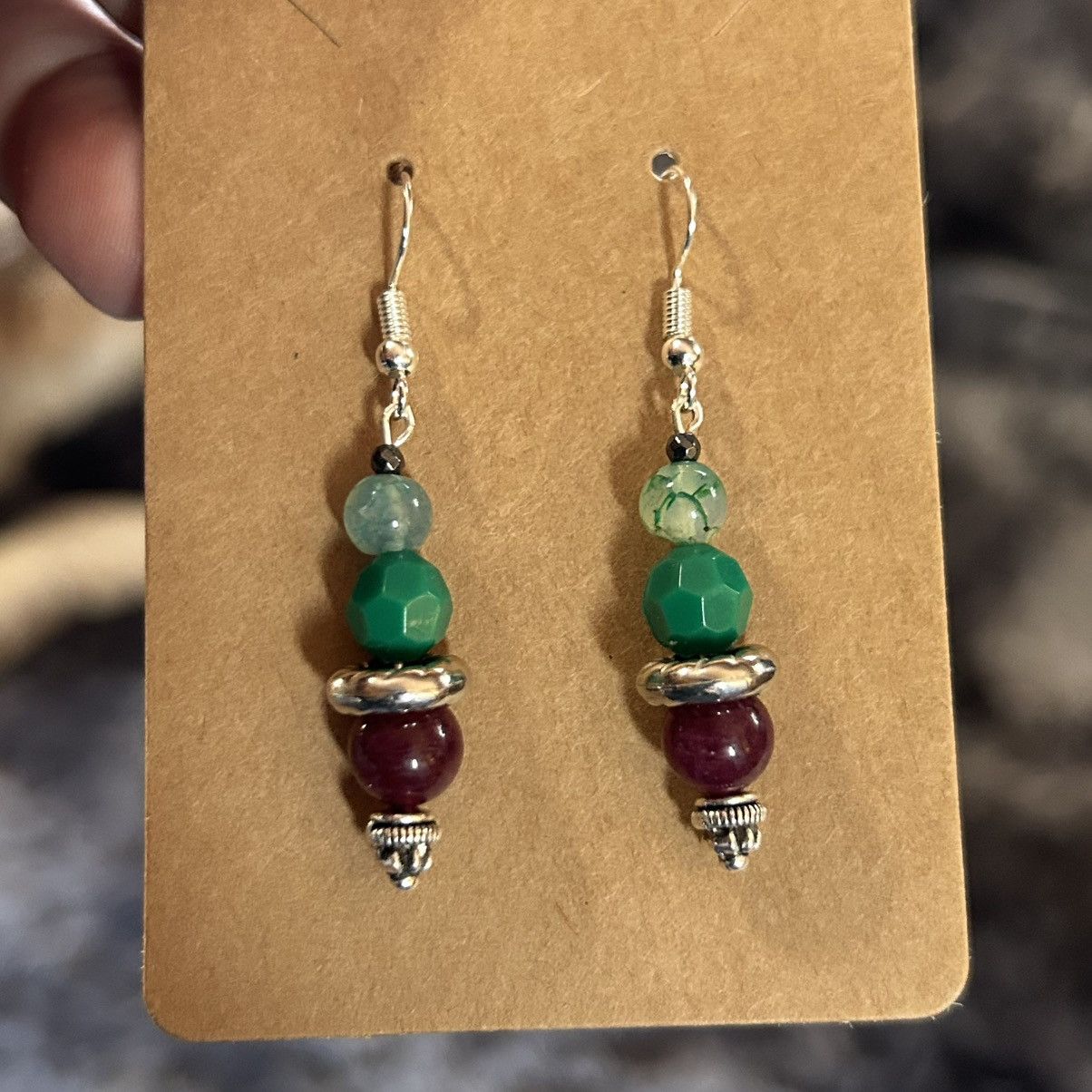 Handmade Handcrafted elegant genuine stone garnet dragon earrings Size ONE SIZE - 2 Thumbnail