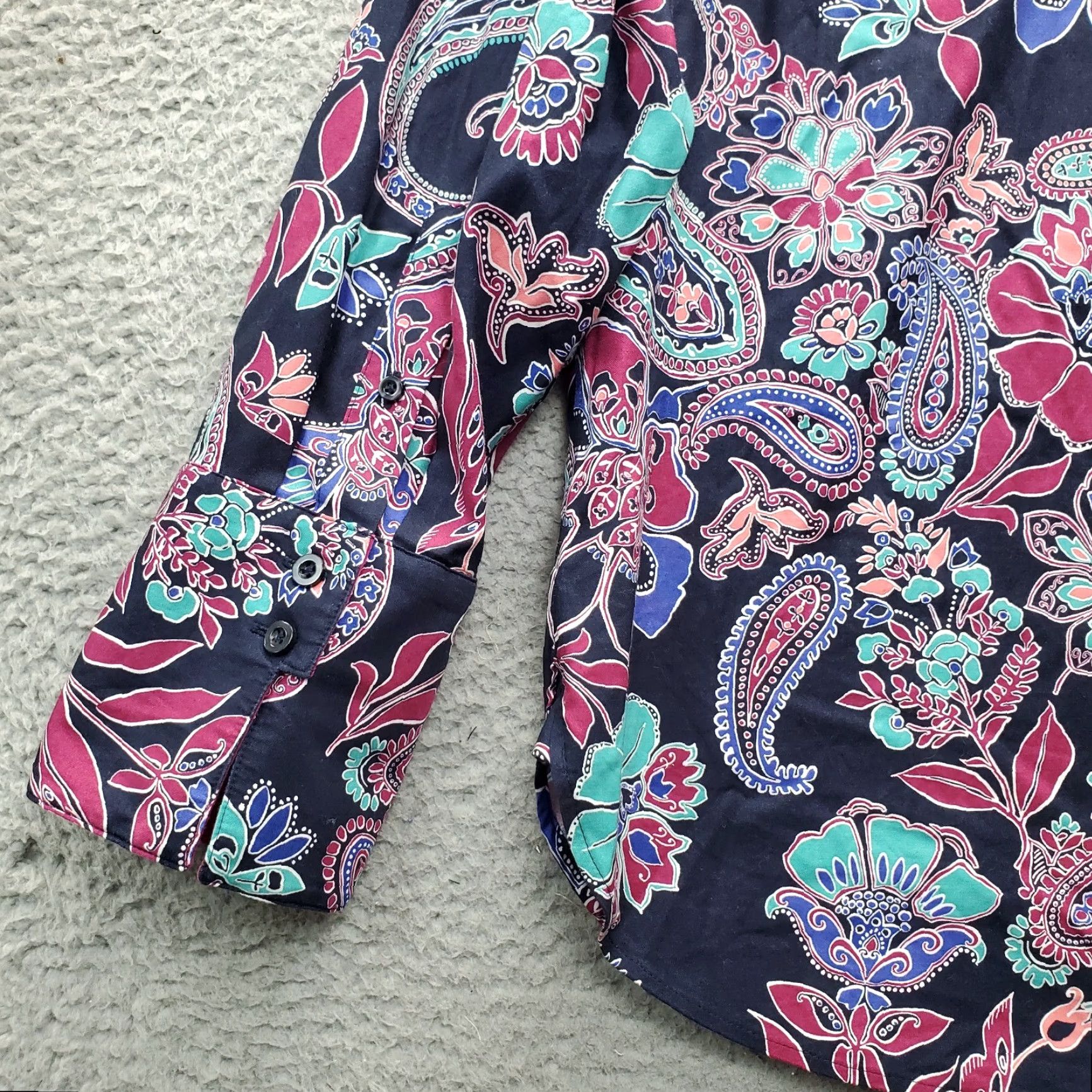 Vintage Chico's Shirt Top Womens L Multi Paisley Cotton Long Sleeve Collared Button-Up Shirt Size L / US 10 / IT 46 - 8 Thumbnail