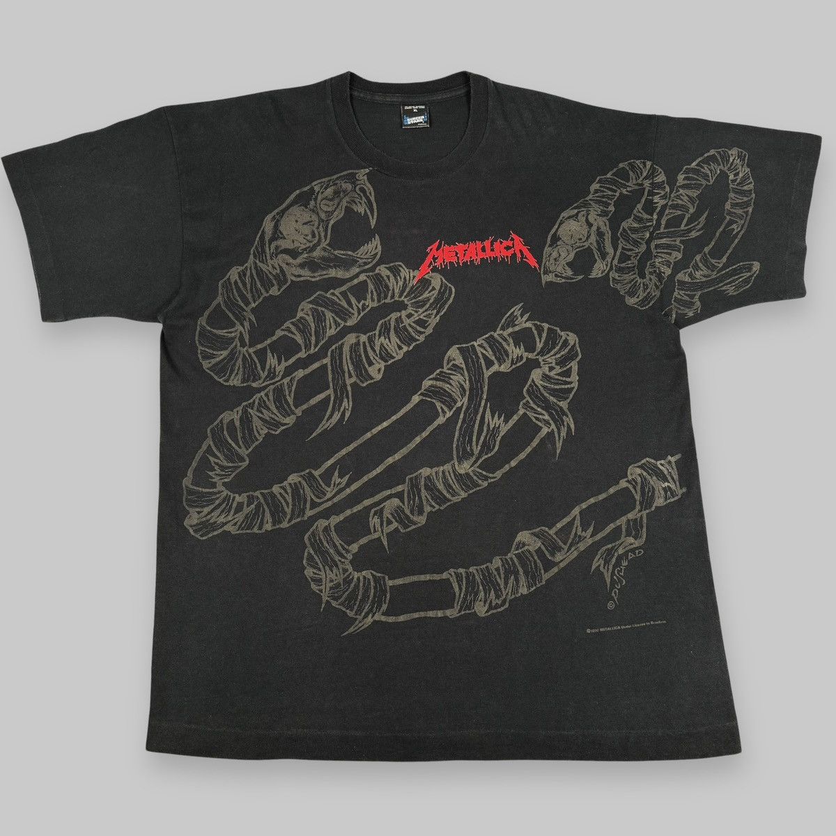 Band Tees Vintage 1992 Metallica Pushead Snake All Over Print T Shirt Size US XXL / EU 58 / 5 - 2 Thumbnail
