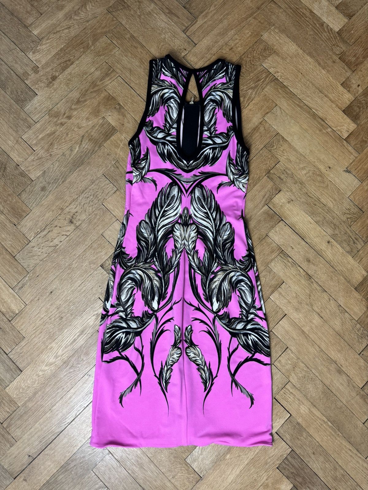 Roberto Cavalli Roberto Cavalli Pink Feathers Print Zip Dress IT42 ~ S-M Size M / US 6-8 / IT 42-44 - 9 Thumbnail