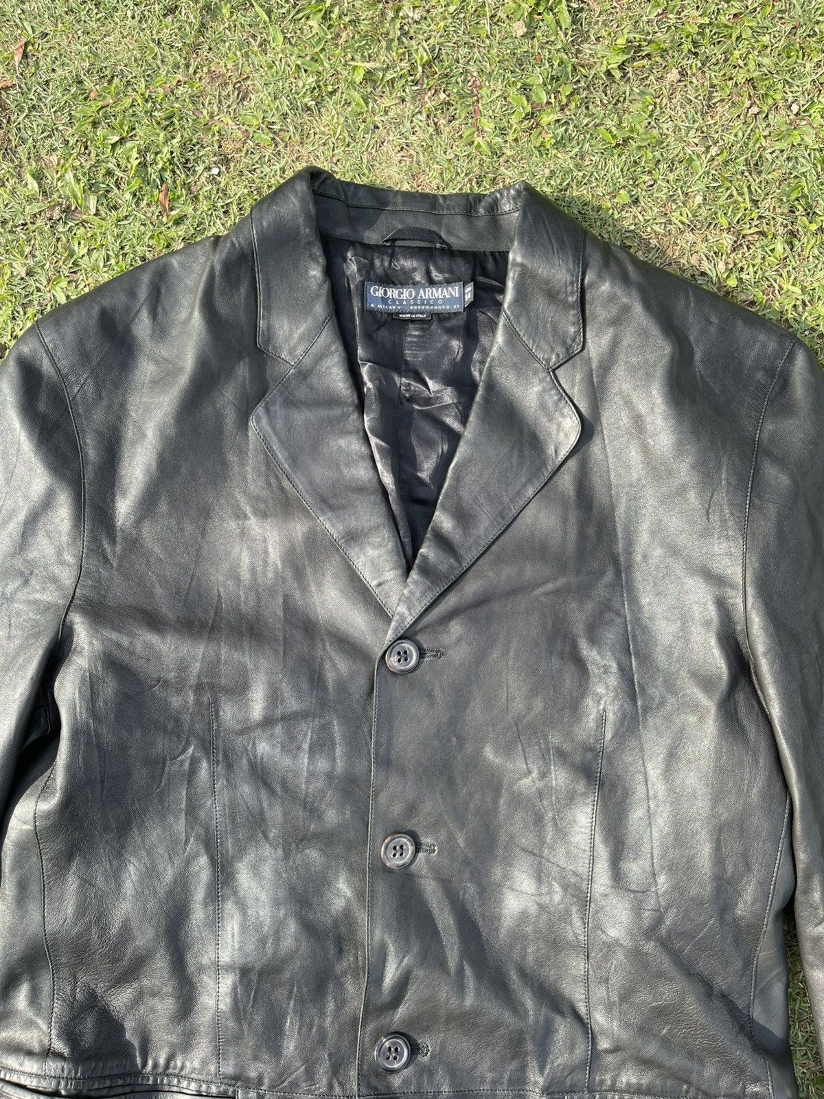 Giorgio Armani Vintage Giorgio Armani Leather Jacket Size US L / EU 52-54 / 3 - 7 Thumbnail