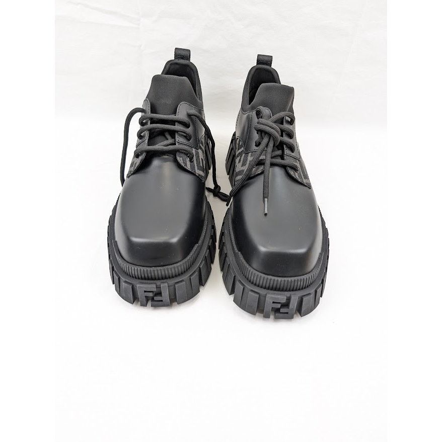 Fendi o1rshd1 Men's Lace Up Fabric Calf Leather Boots Shoe in Nero Size US 11 / EU 44 - 17 Thumbnail