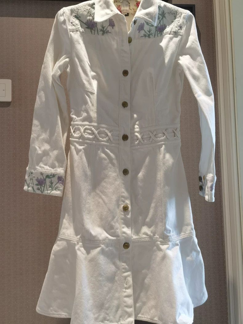 Alexander McQueen Alexander McQueen White Denim Dress- DMC Size US 31 - 1 Thumbnail