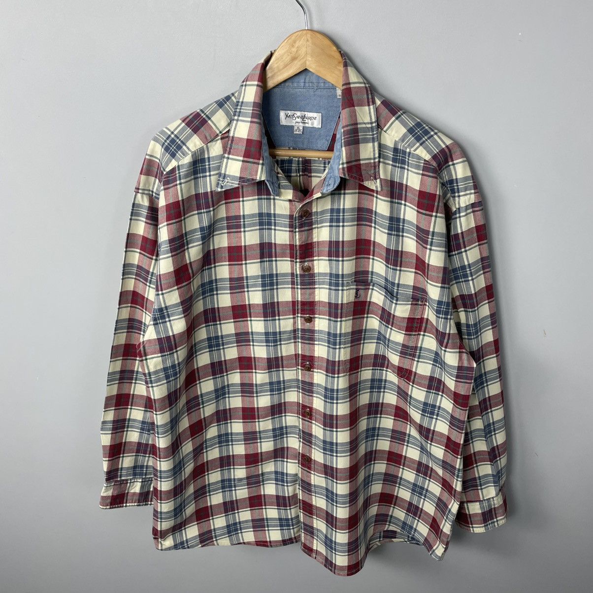 Yves Saint Laurent Vintage Yves Saint Laurent (YSL) Plaid Flannel Button Shirt Size US XL / EU 56 / 4 - 5 Thumbnail