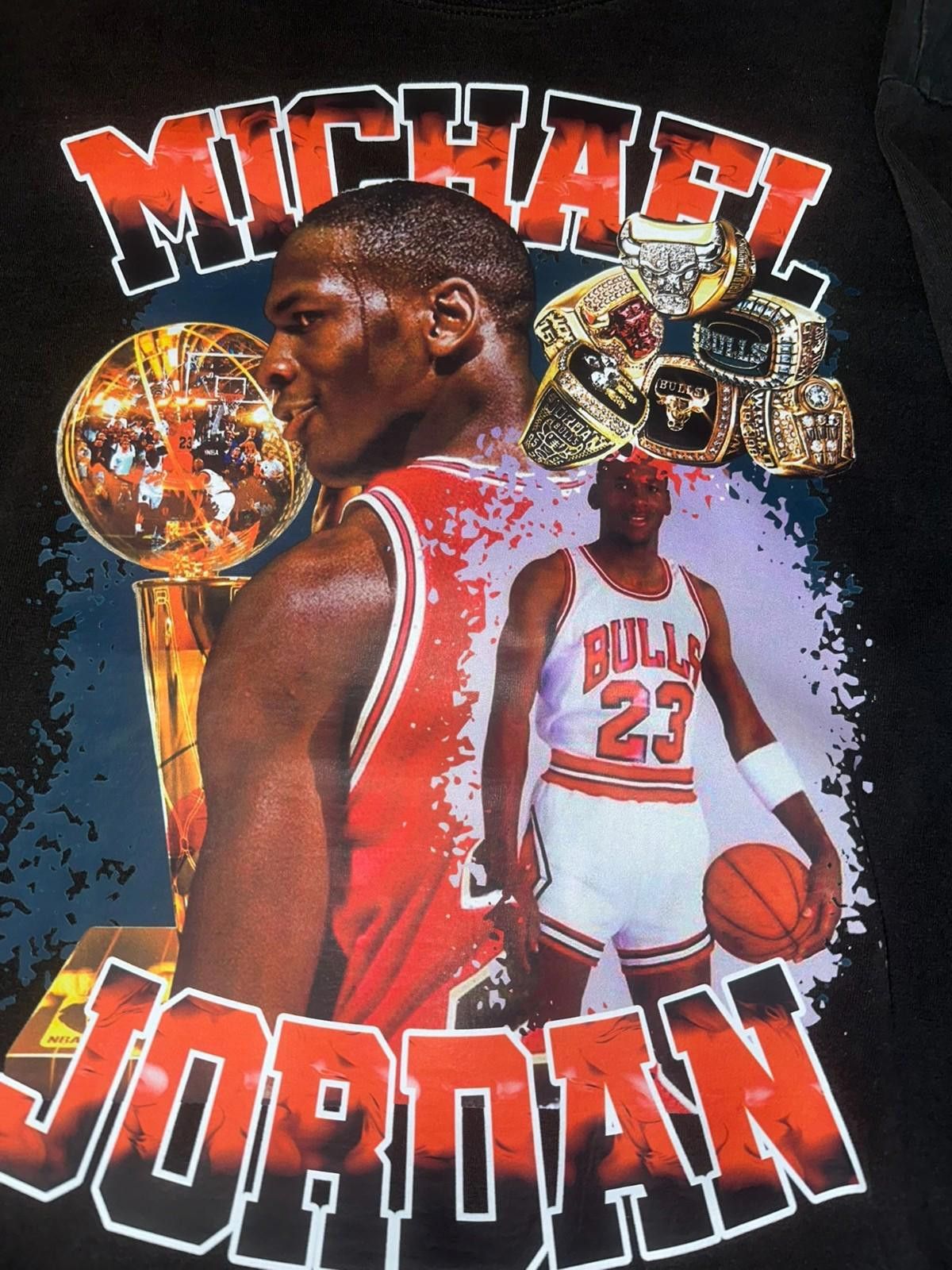 Russell Athletic GOAT Tribute Shirt L – MJ Rings & Trophy Graphic, Black Size US L / EU 52-54 / 3 - 2 Thumbnail
