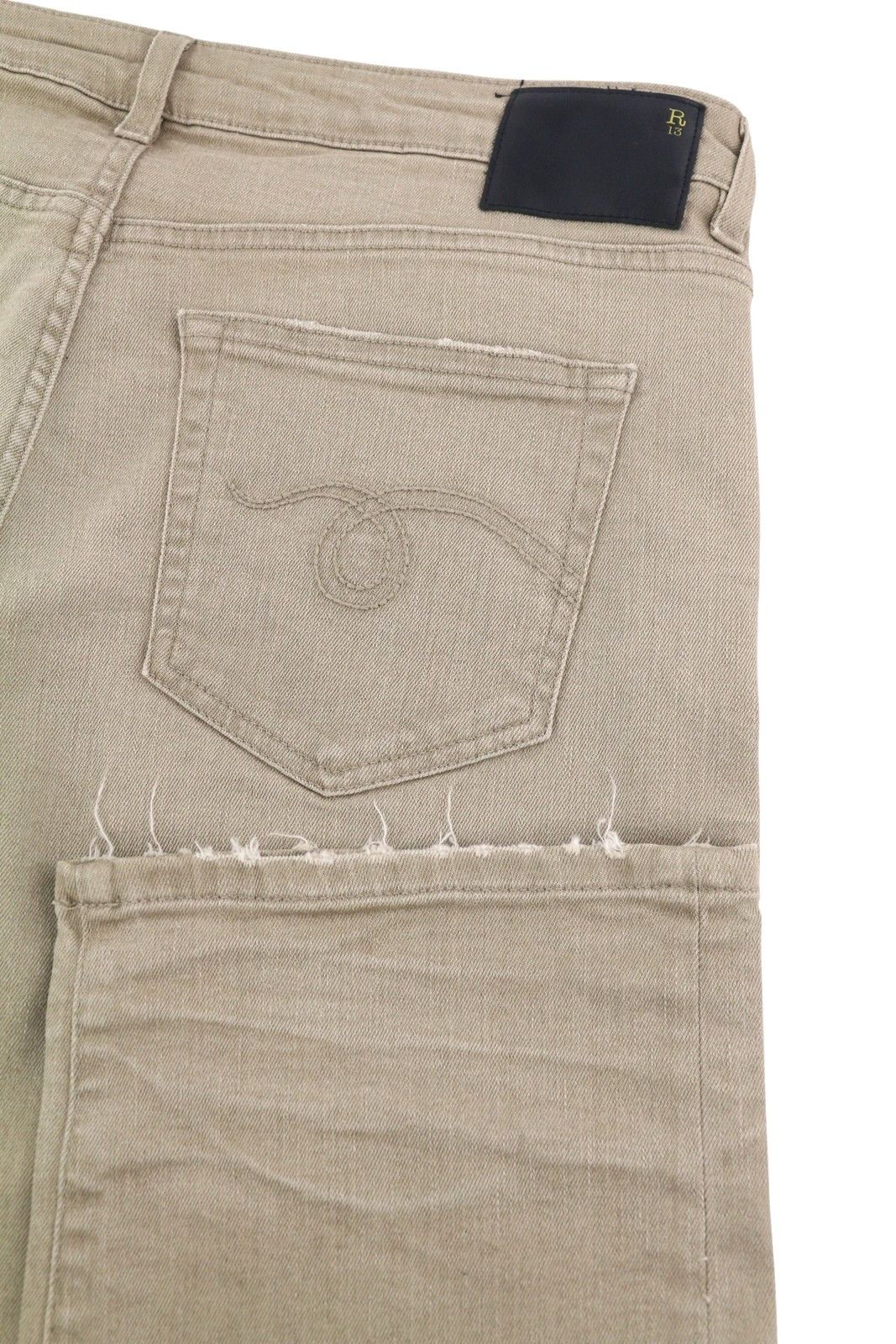 R13 BOY STRAIGHT 30 Sand Stretch Faded Ankle RRP549 86616 Size 30" / US 8 / IT 44 - 6 Thumbnail