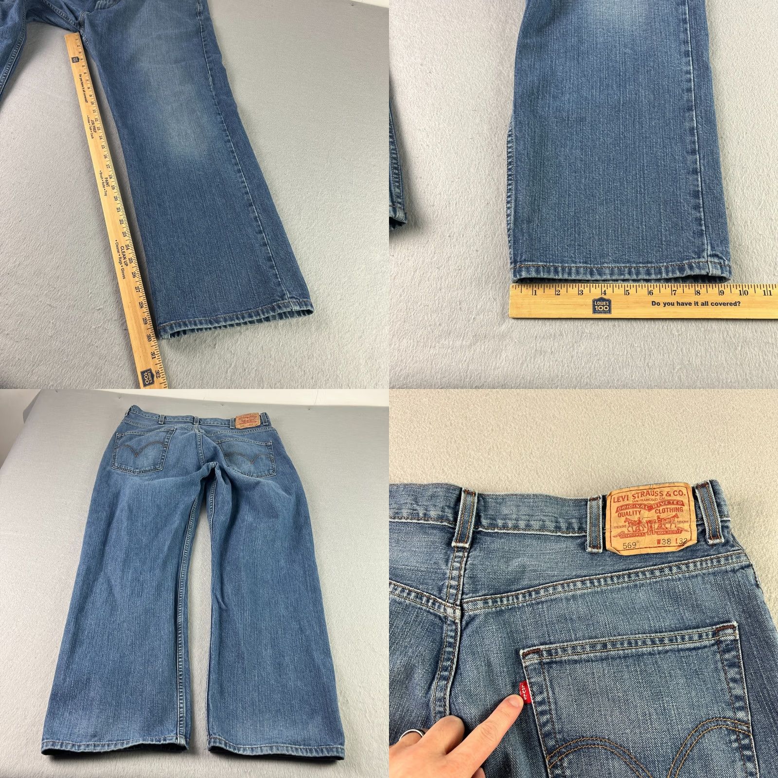 Levi's VINTAGE Levi's Jeans Mens 38x32 Blue 569 Loose Straight Denim Y2K Regular Inseam 30 Mens Jeans Brown Logo Size US 38 / EU 54 - 8 Thumbnail