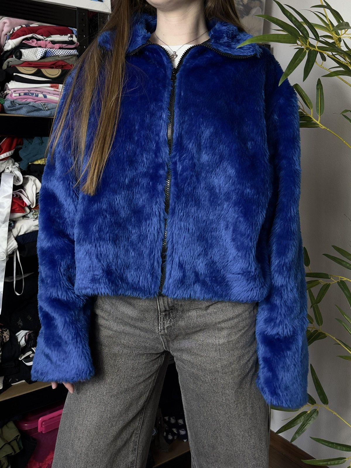 Vintage AVANT GARDE FLUFFY MOHAIR ULTRAMARINE FAUX FUR COAT JACKET Size M / US 6-8 / IT 42-44 - 2 Thumbnail