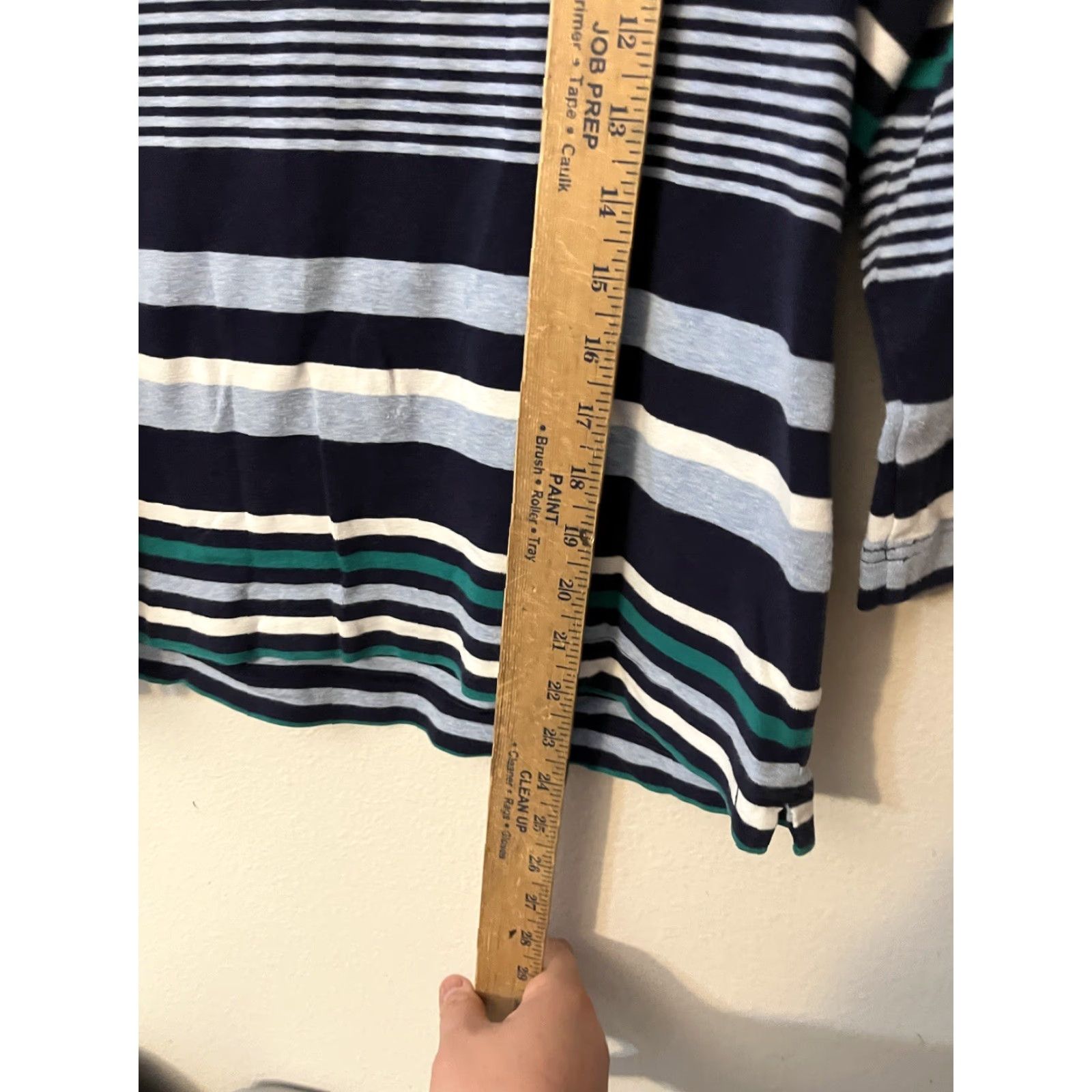 Croft & Barrow Croft & Barrow Navy Blue Striped Long Sleeve Classic Tee Size Large with Zipper Size L / US 10 / IT 46 - 4 Thumbnail