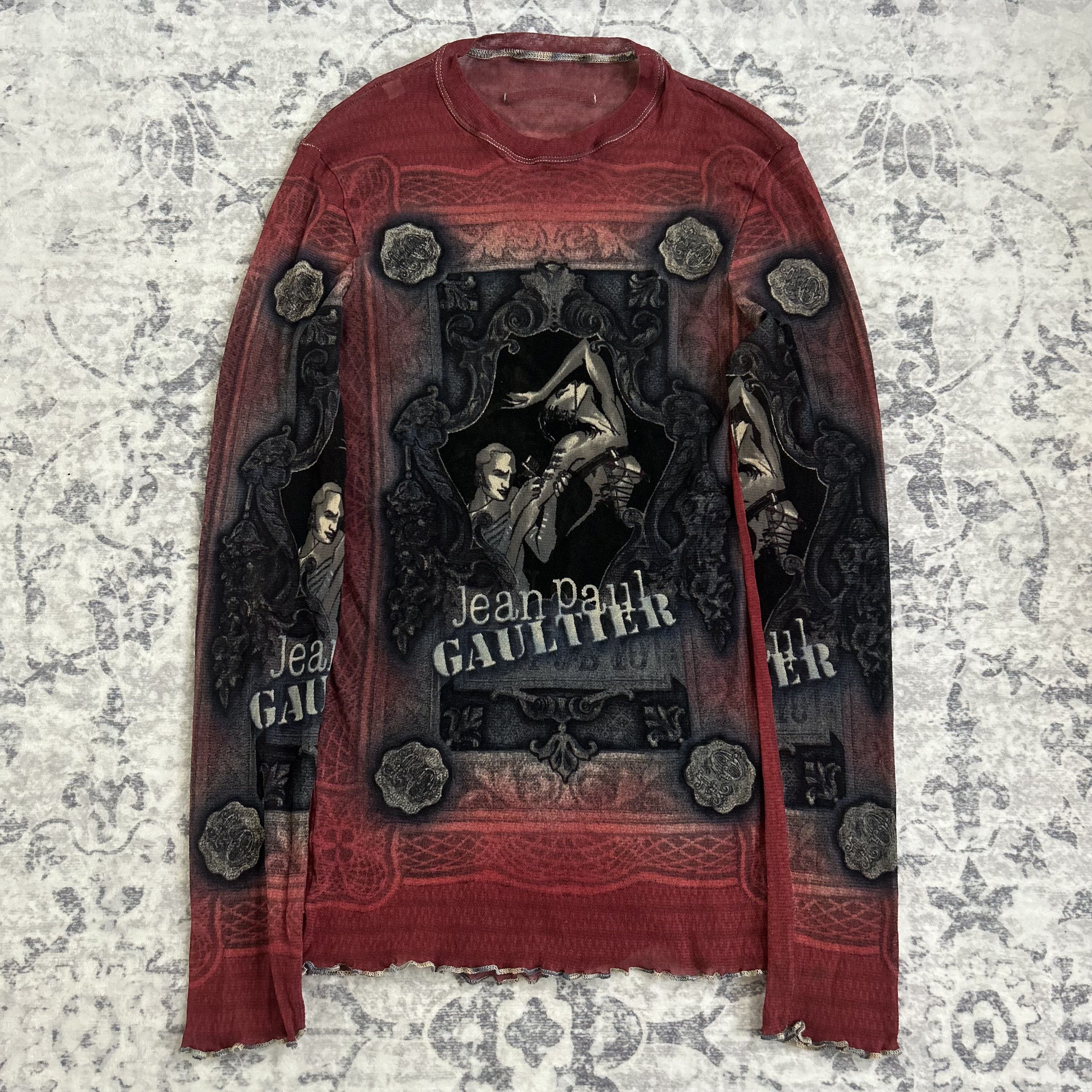 Jean Paul Gaultier Jean Paul Gaultier Red Long Sleeve Tattoo Tee Shirt Size US S / EU 44-46 / 1 - 1 Thumbnail