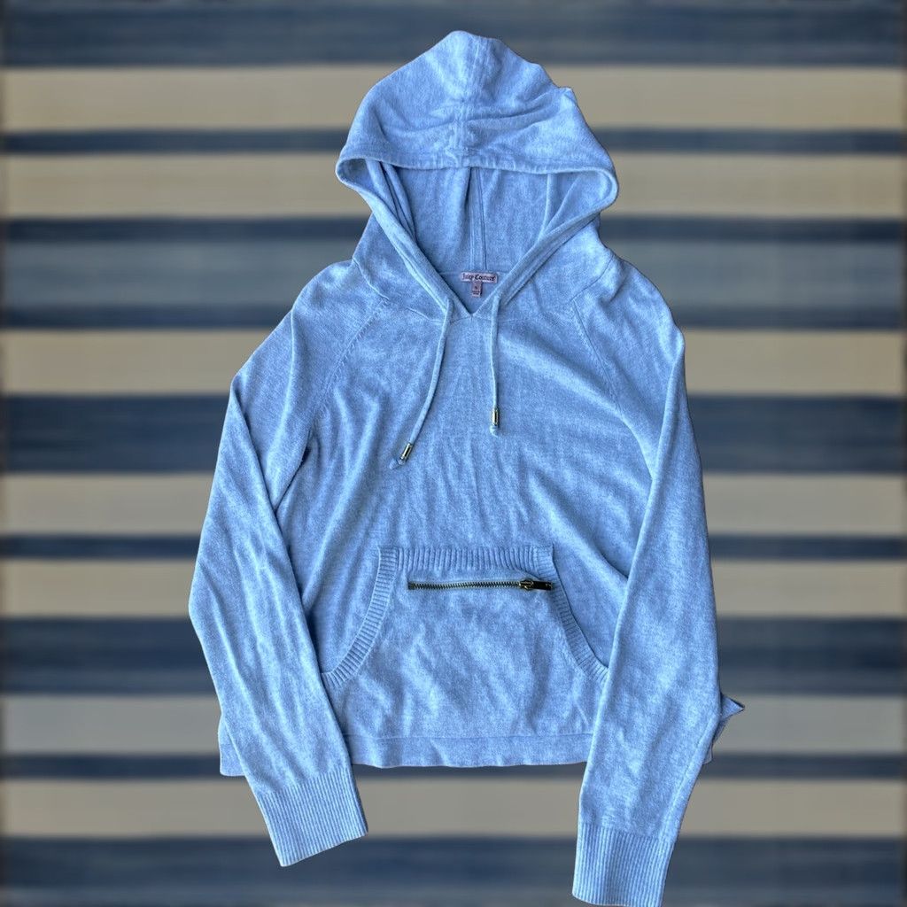 Juicy Couture VINTAGE Juicy Couture Hoodie Sweatshirt Women’s Small Gray Pockets Y2K Slim Velour Rhinestone Barbi e Size S / US 4 / IT 40 - 1 Thumbnail