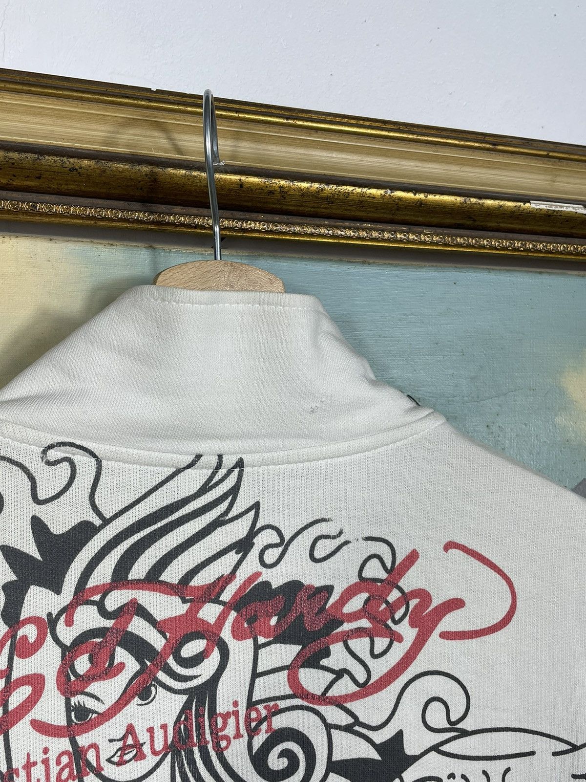 Christian Audigier × Ed Hardy × Vintage Ed Hardy Retro 00s Hoodie With Crystals Affliction Grunge Size L / US 10 / IT 46 - 8 Thumbnail