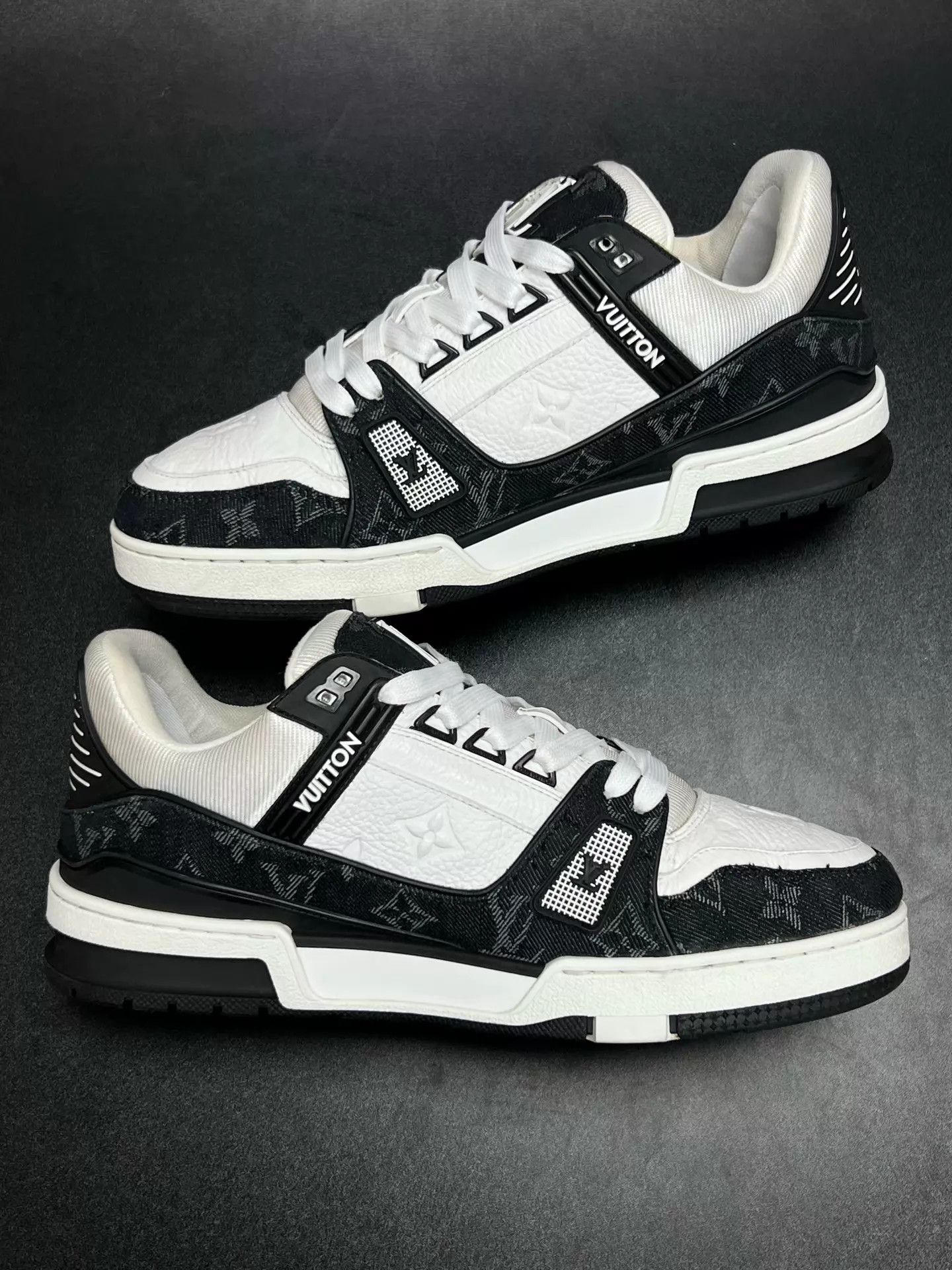 Louis Vuitton LV TRAINER Black White Denim UK7.5/41.5 24 Anti-Abrasion Size US 8.5 / EU 41-42 - 6 Thumbnail