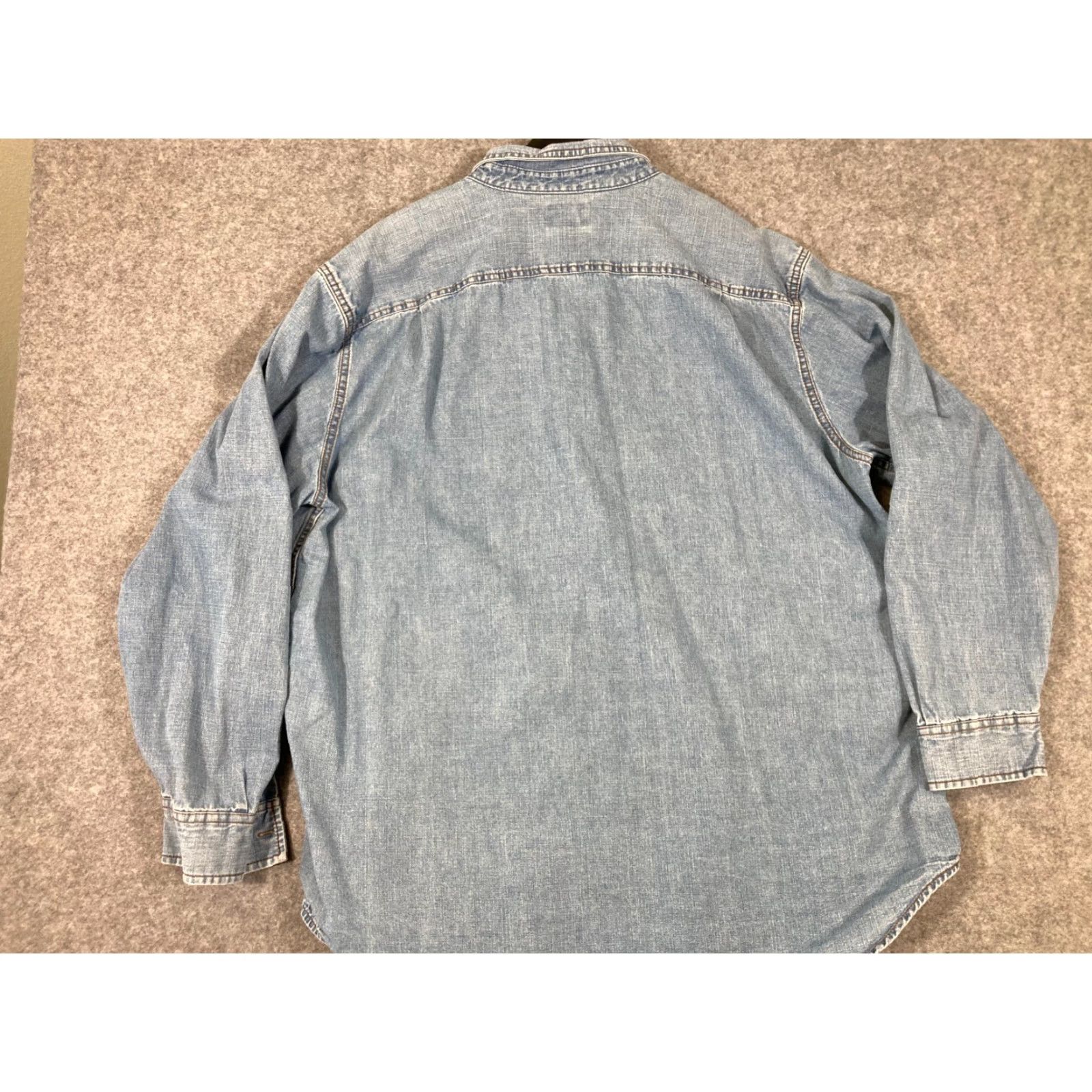 Denime C.E. Schmidt Workwear Button Down Shirt Mens 2XLT Blue Denim Long Sleeve Pockets Size US XXL / EU 58 / 5 - 7 Thumbnail