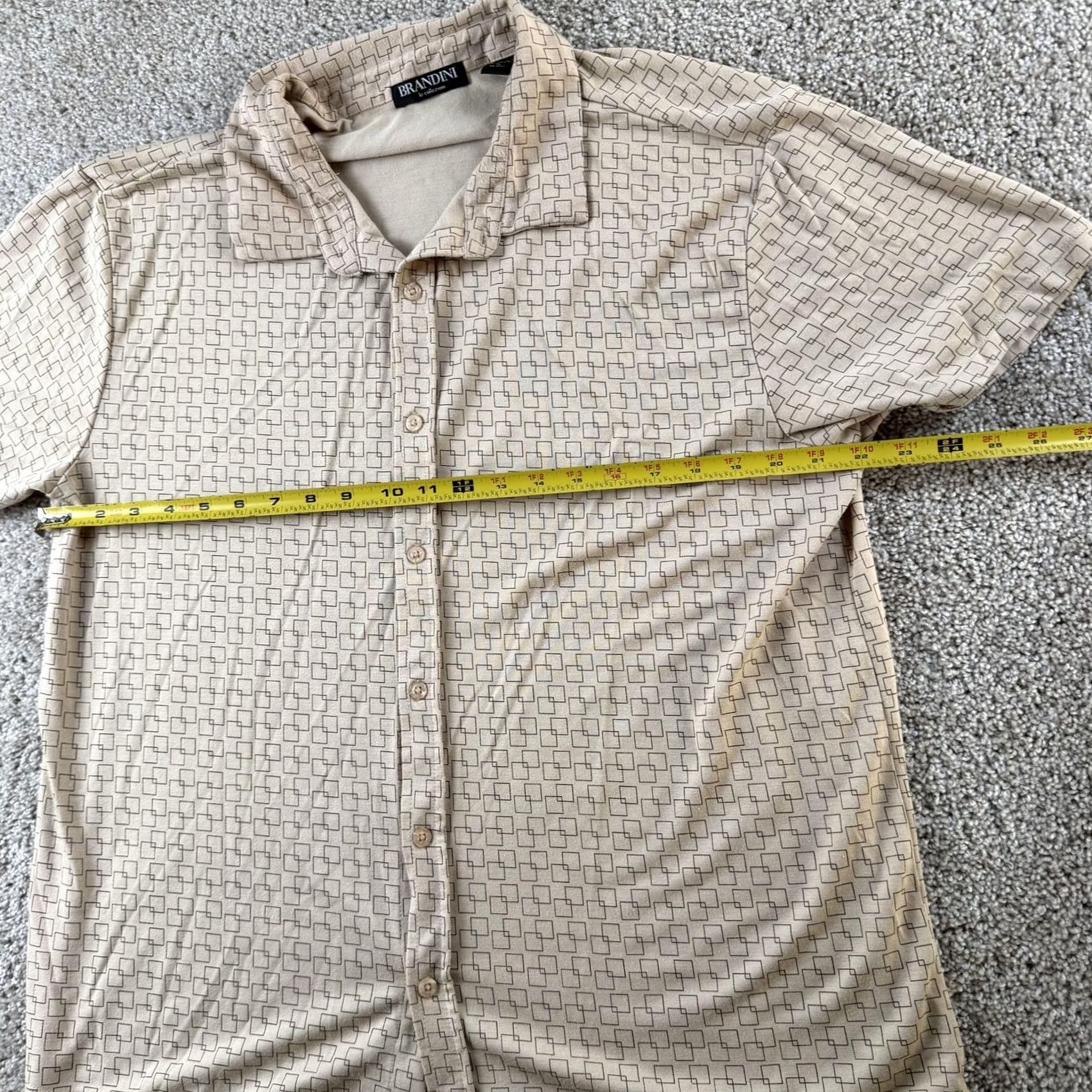 Vintage Brandini Shirt Mens XL Beige Geometric Short Sleeve Button Up Casual Summer Size US XL / EU 56 / 4 - 6 Thumbnail
