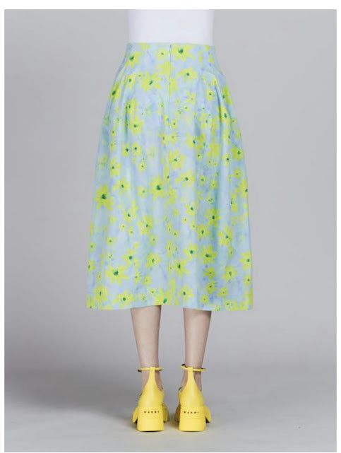 Marni o1w1db10125 Floral Print Cotton Midi Skirt in Multicolor Size 27" / US 4 / IT 40 - 3 Thumbnail