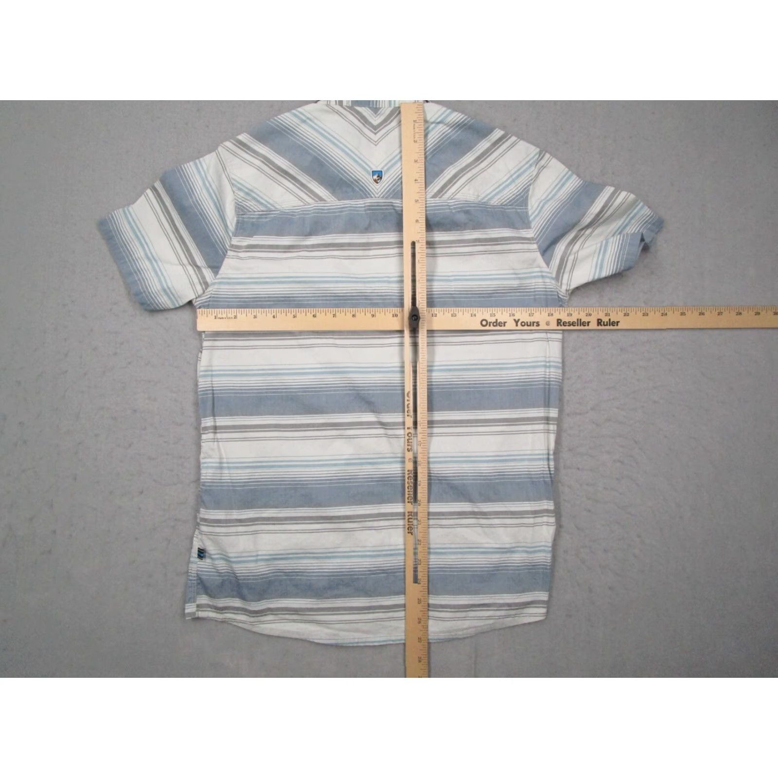 Logo 7 VINTAGE Kuhl Men's Shirt Short Sleeve Button-Up Casual Outdoor Blue Striped 2010s Size US S / EU 44-46 / 1 - 6 Thumbnail