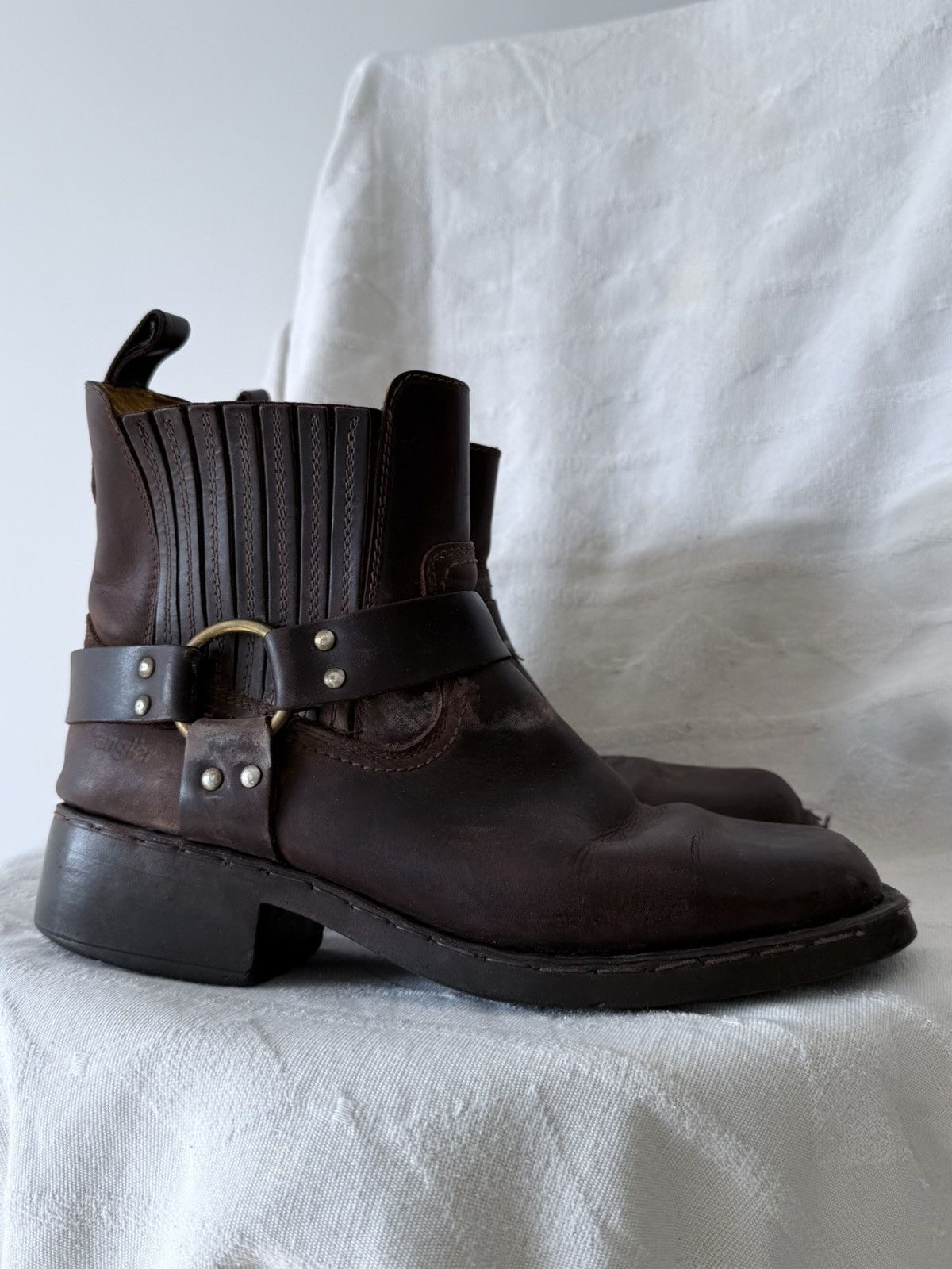 Cowboy Equipment Vintage Wrangler Rodeo Cowboy Western Biker Leather Boots Size US 8.5 / EU 41-42 - 1 Thumbnail