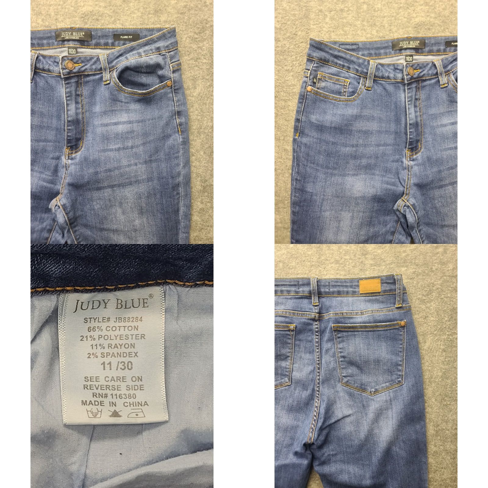Vintage Judy Blue Jeans Womens 30x30 Regular High Rise Flared Stretch Denim Size 30" / US 8 / IT 44 - 8 Thumbnail